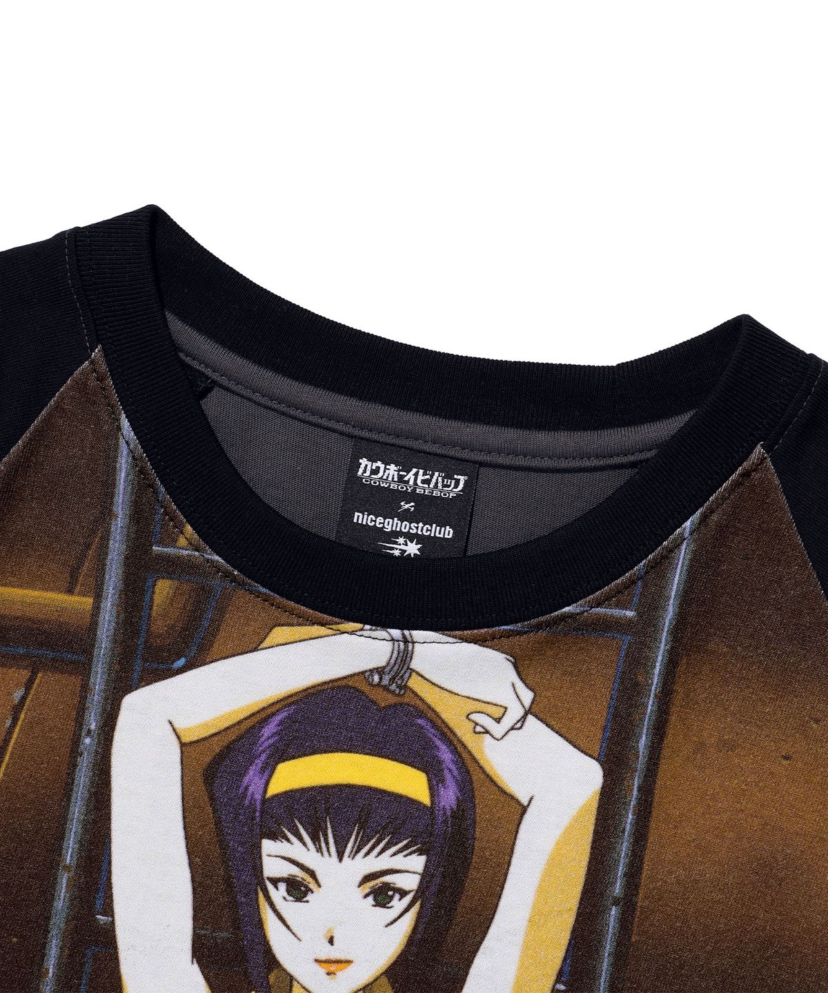 나이스고스트클럽(NICEGHOSTCLUB) X COWBOY BEBOP FAYE RAGLAN CROP TEE_CHARCOAL(NG2GMFT505D)