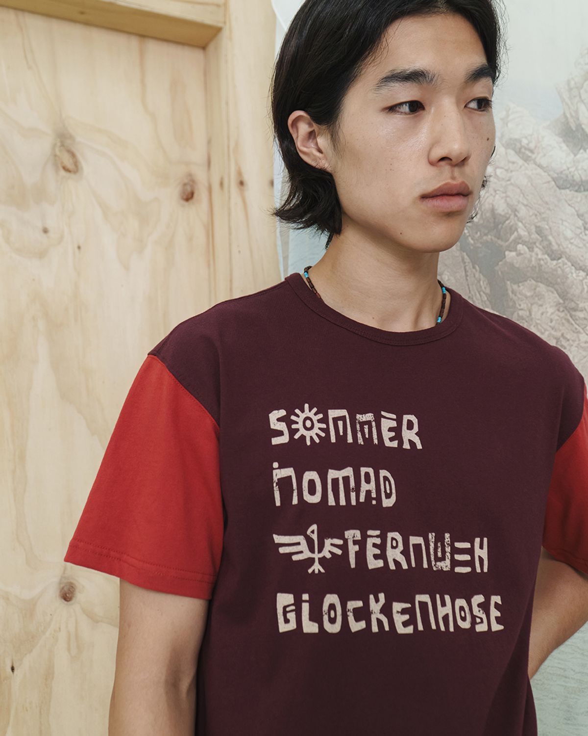 카락터(KARACTOR) Glyph half T-shirts / Clay burgundy