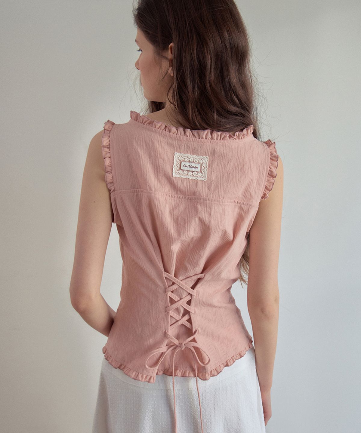 아우어노스텔지아(OURNOSTALGIA) Melly Pintuck Sleeveless Blouse_Pink(OB6BL04)