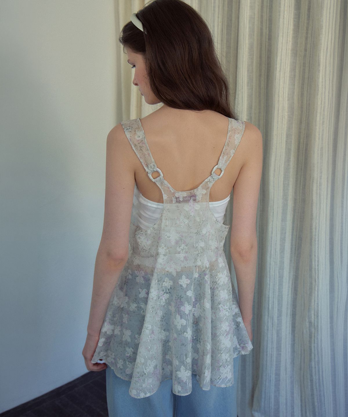 아우어노스텔지아(OURNOSTALGIA) Flower Jacquard Layered Blouse_Cream(OB6BL11)