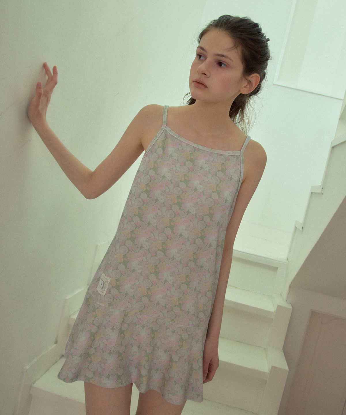 아우어노스텔지아(OURNOSTALGIA) Floral Terry Sleeveless Dress Set_Mix Green(OB6OP05)