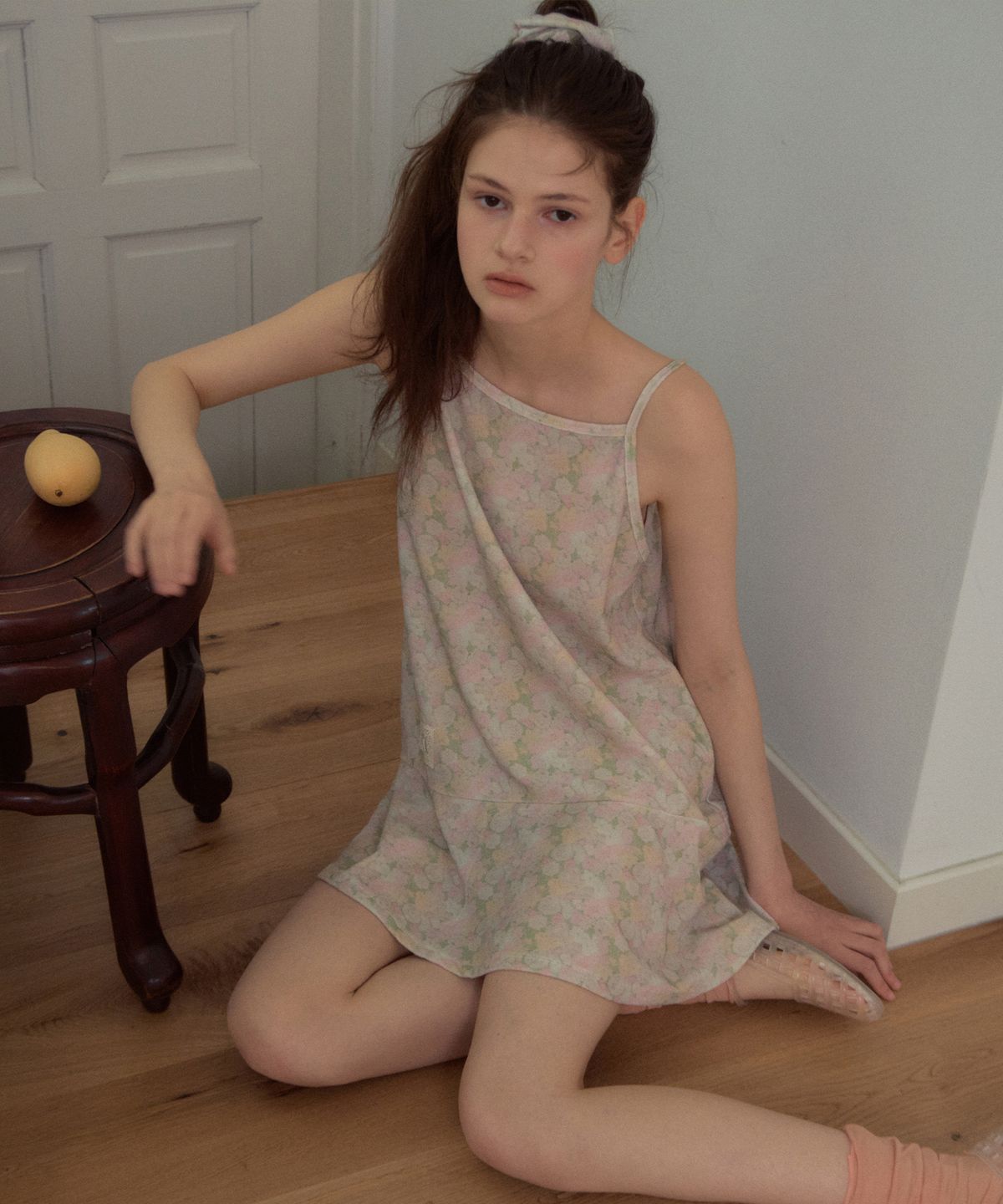 아우어노스텔지아(OURNOSTALGIA) Floral Terry Sleeveless Dress Set_Mix Green(OB6OP05)
