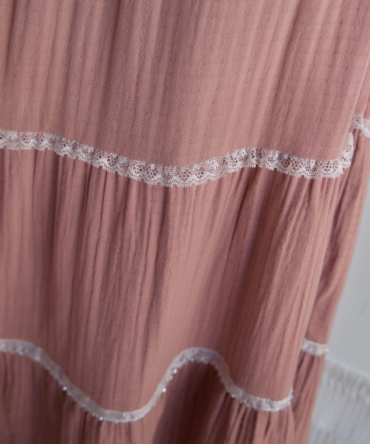 아우어노스텔지아(OURNOSTALGIA) Gradient Lace Tiered Skirt_Pink(OB6SK11)