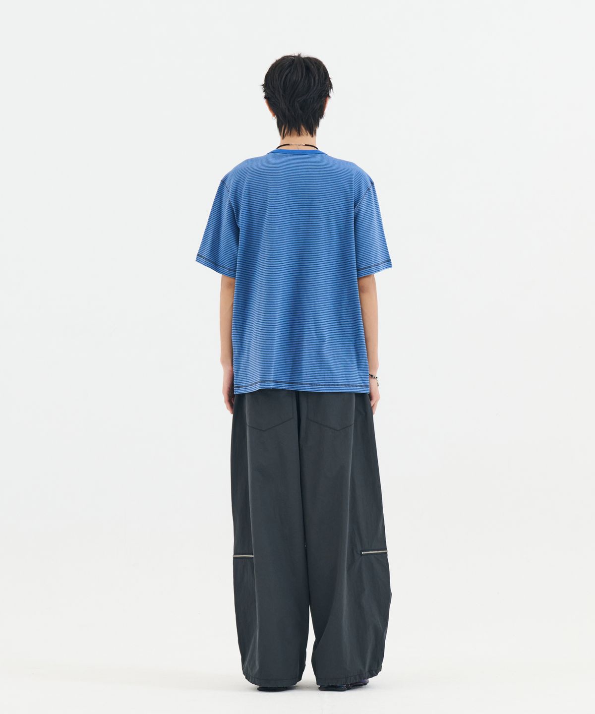 논타입(NONTYPE) RETRO STRIPE CONTRAST STITCH TEE (BLUE)