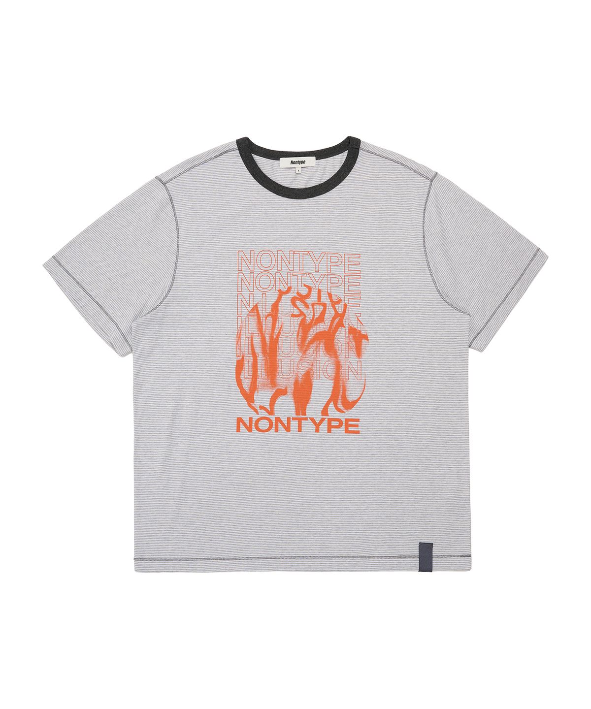 논타입(NONTYPE) RETRO STRIPE CONTRAST STITCH TEE (GREY)