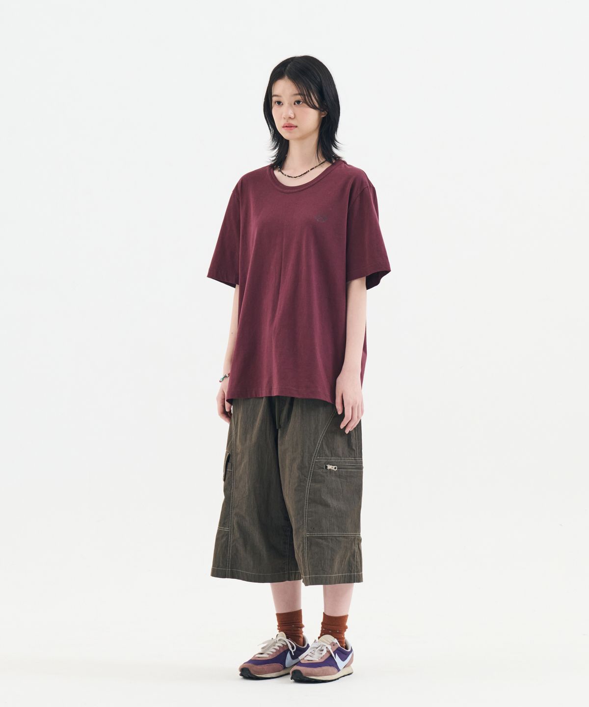 논타입(NONTYPE) FADE PRESENCE CROP TEE (WINE)