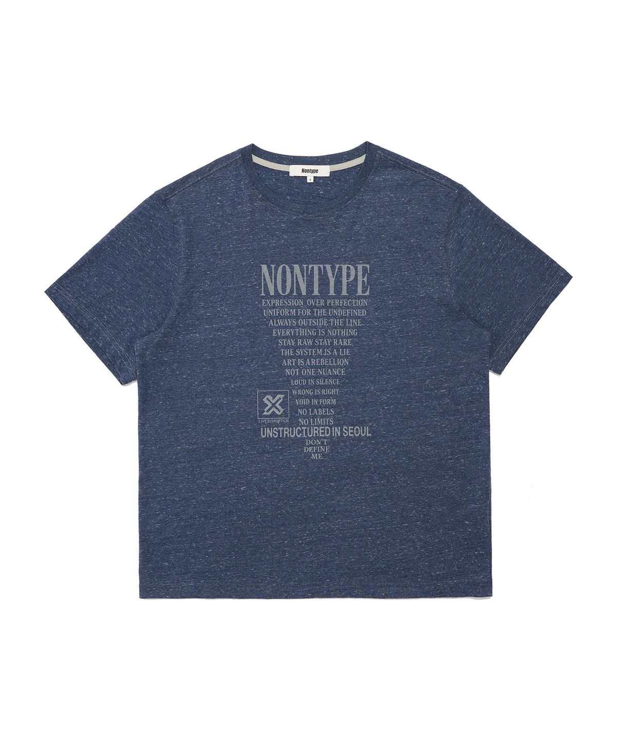논타입(NONTYPE) CREDIT TEXT ROLL TEE (MELANGE NAVY)
