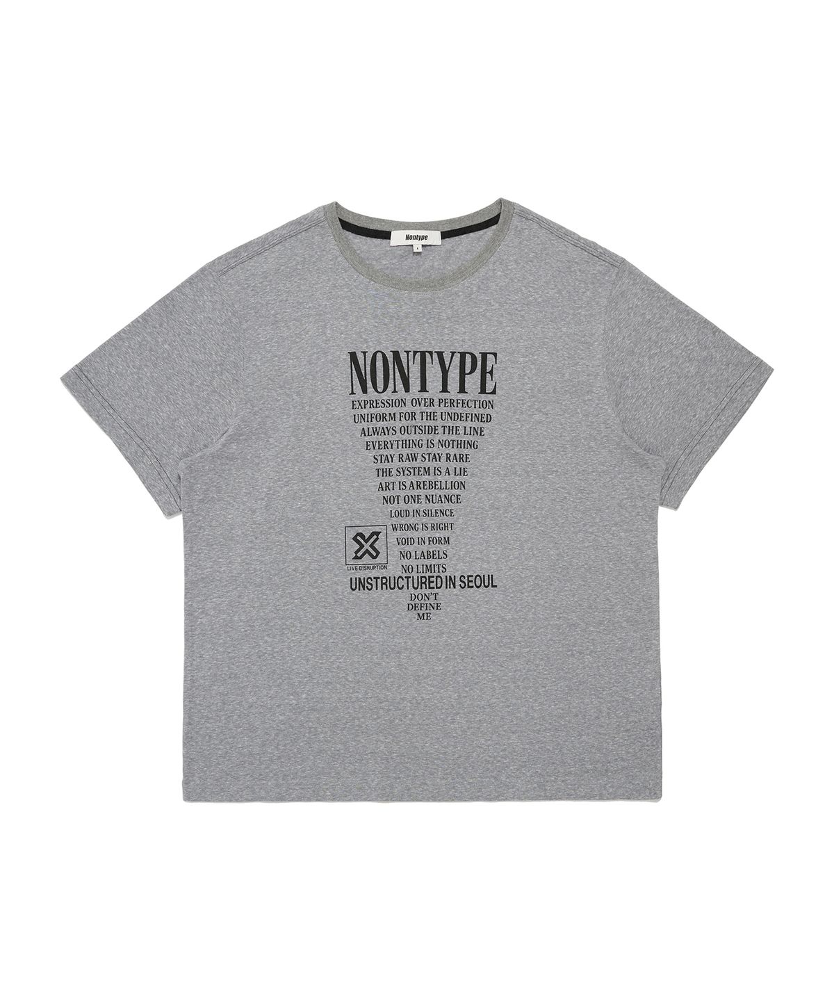 논타입(NONTYPE) CREDIT TEXT ROLL TEE (MELANGE GREY)