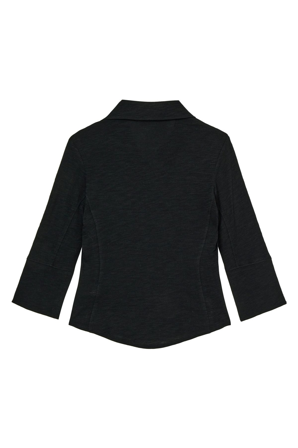 다이닛(DEINET) BUTTON COLLAR T-SHIRT IN BLACK