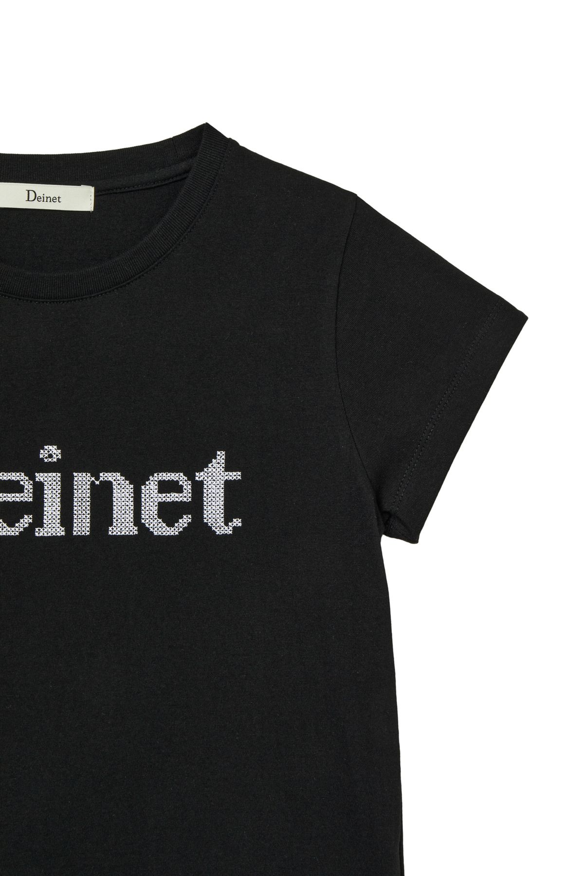 다이닛(DEINET) NEEDLE POINT T-SHIRT IN BLACK