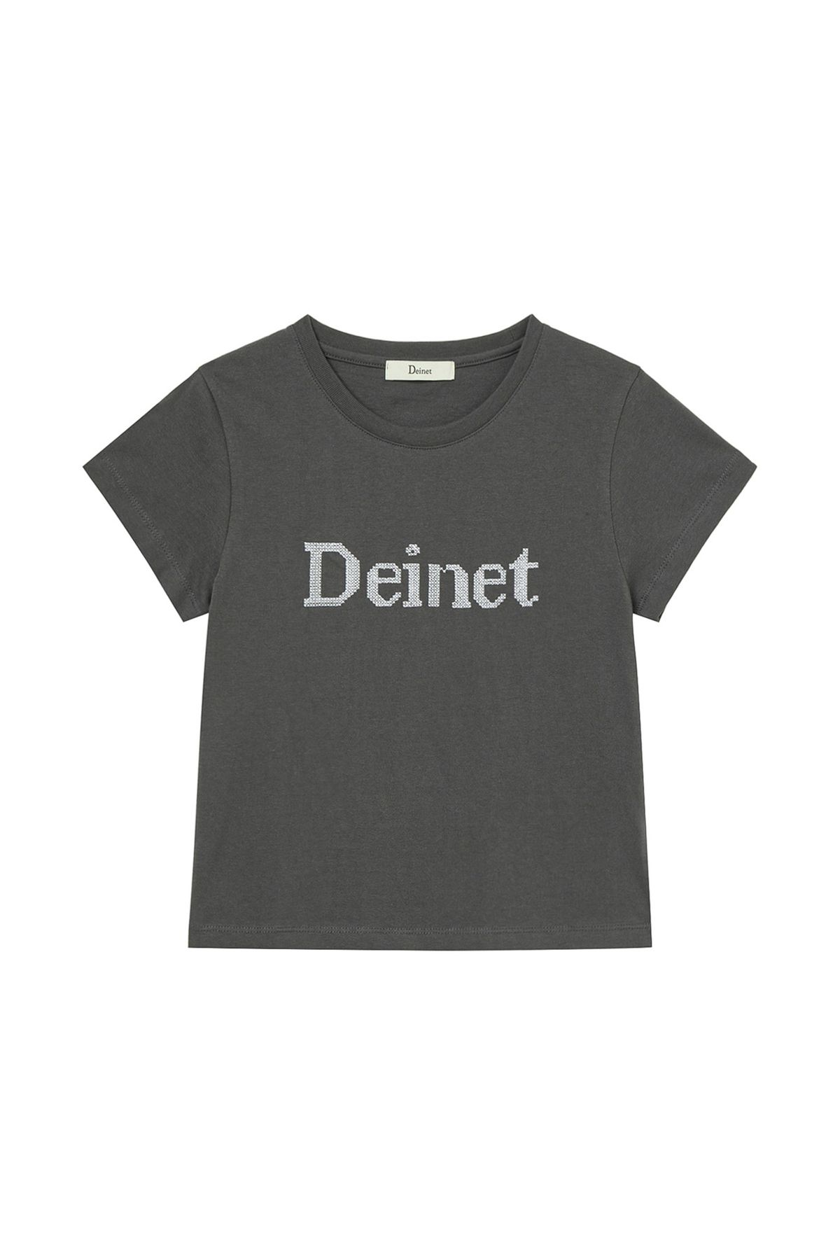 다이닛(DEINET) NEEDLE POINT T-SHIRT IN CHARCOAL