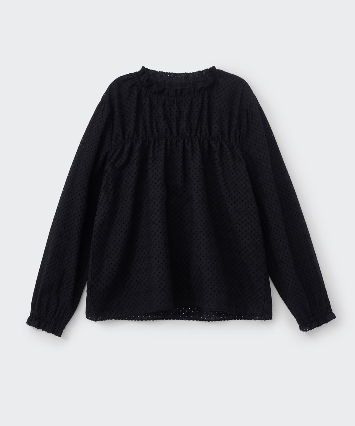 코스모스(COSMOSS) LACE GATHERED BLOUSE (BLACK)