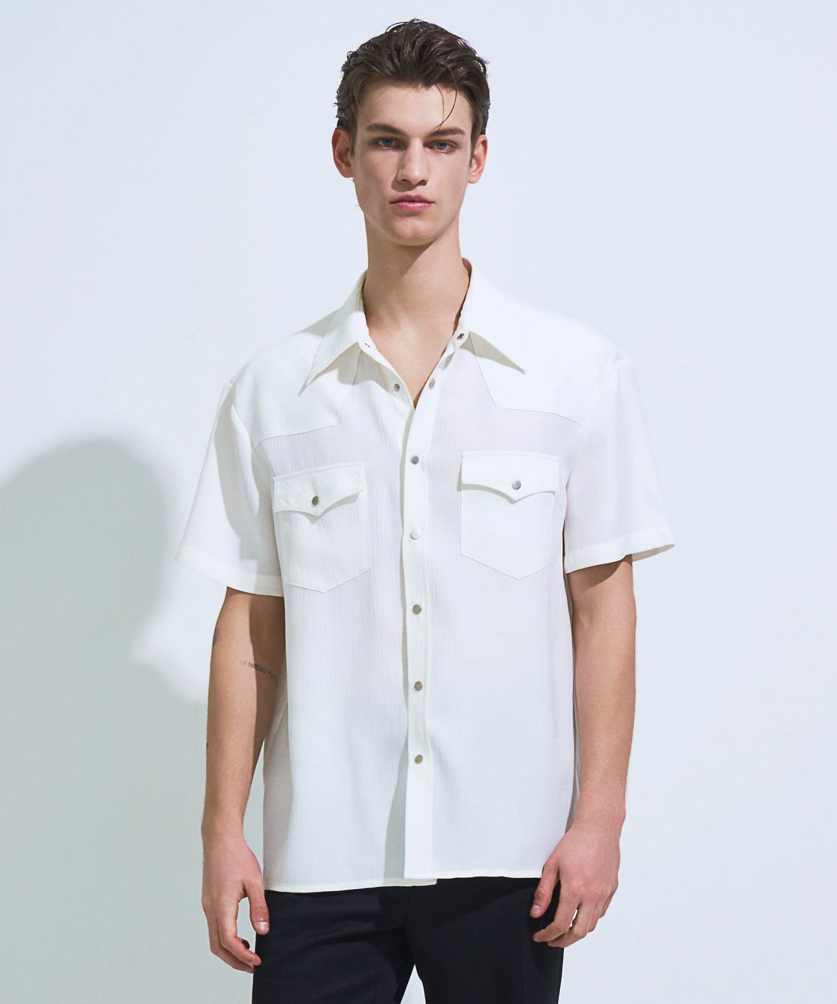 페크(PEQ) RAYON WESTERN SHORT SLEEVE SHIRT (WHITE)