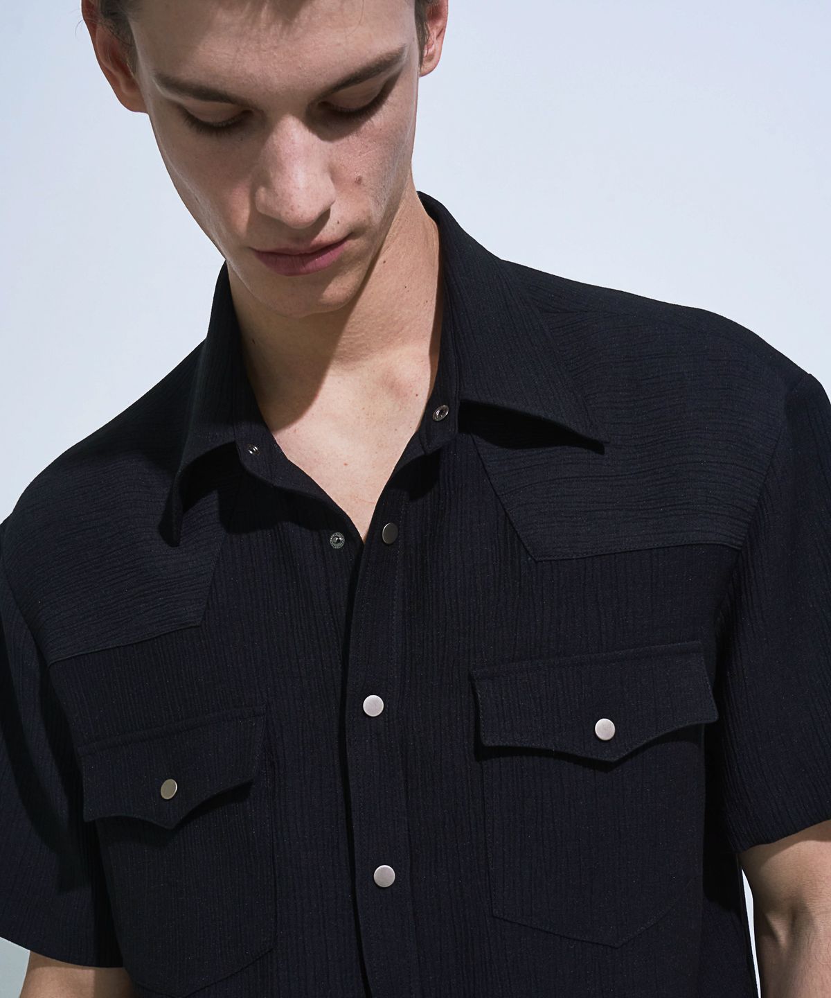 페크(PEQ) RAYON WESTERN SHORT SLEEVE SHIRT (BLACK)