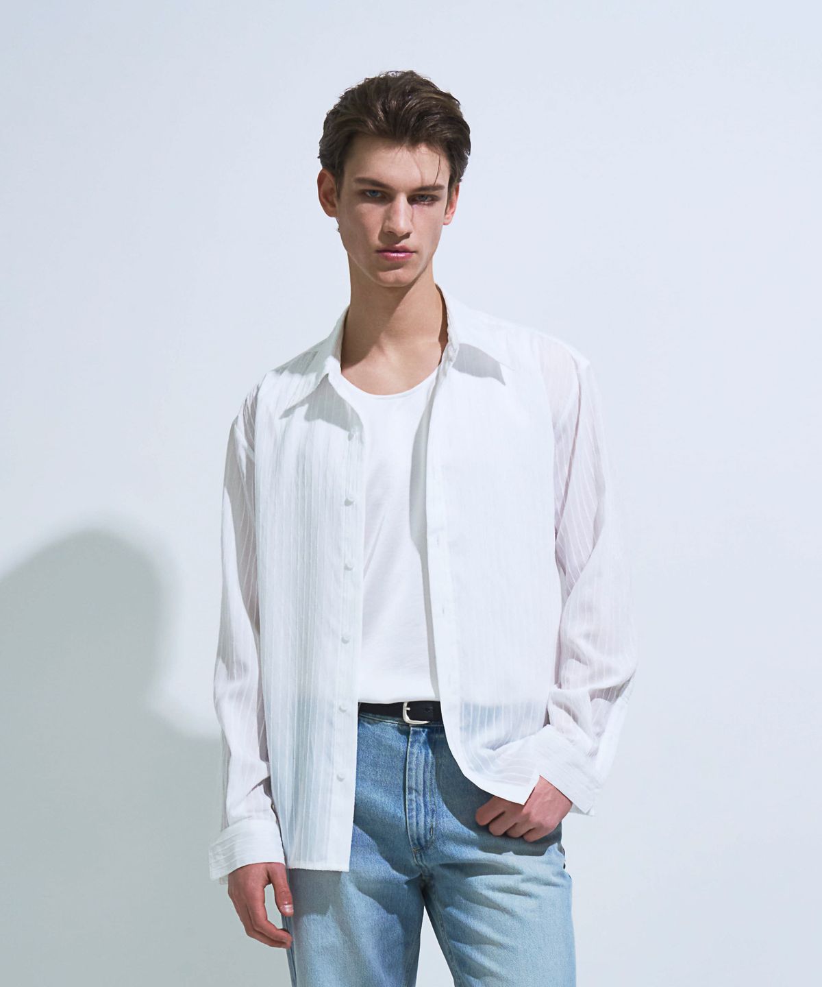 페크(PEQ) PINSTRIPE SHIRT (WHITE)