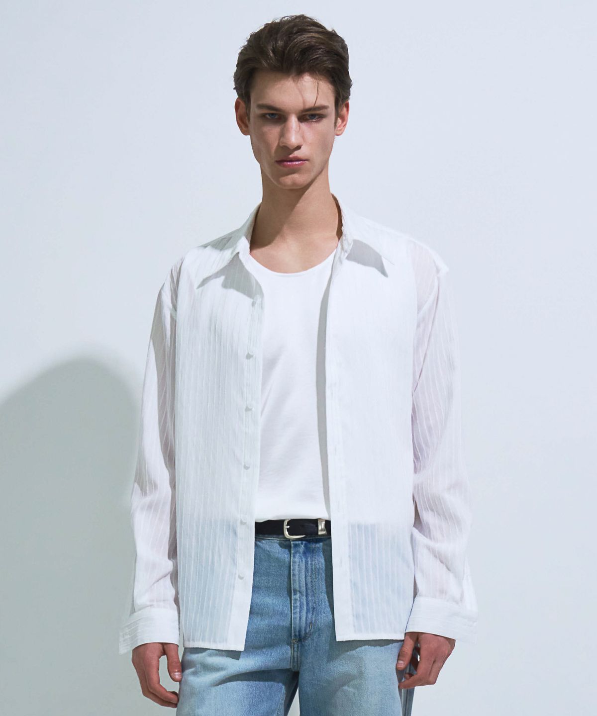 페크(PEQ) PINSTRIPE SHIRT (WHITE)