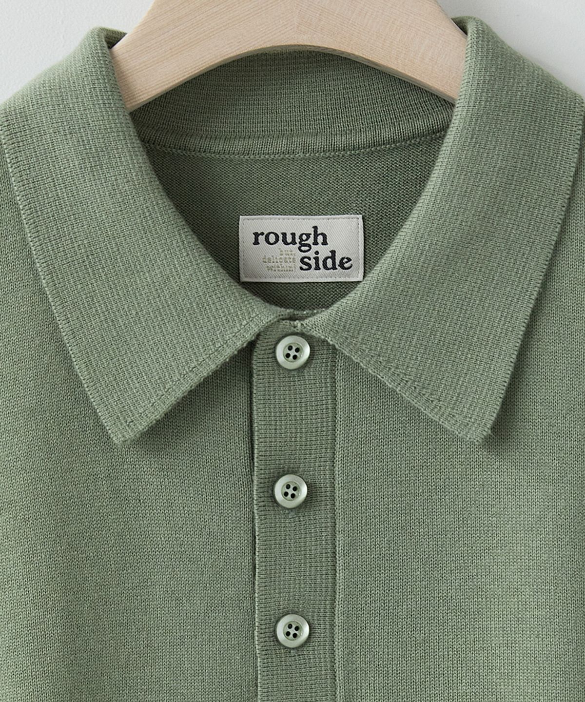 러프사이드(ROUGHSIDE) Craft Collar Half Knit Moss Green