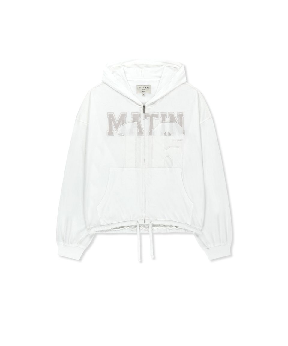MUSINSA | MATIN KIM MATIN 16 APPLIQUE LOGO HOODY ZIP UP IN WHITE