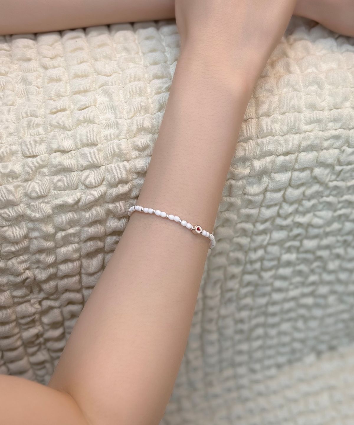 봉보(BONBEAU) Heart, Flower silver charm silver ball beads Bracelet 925실버 하트 플라워 참 은볼 밴딩 비즈 팔찌
