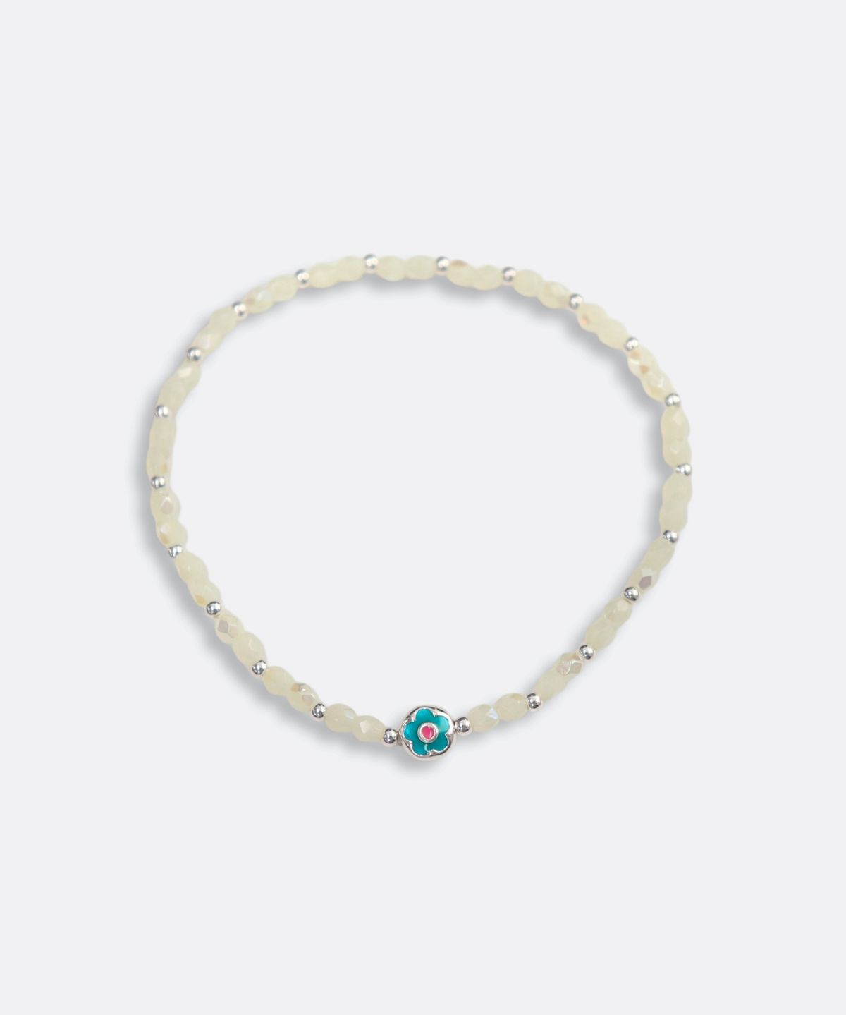 봉보(BONBEAU) Heart, Flower silver charm silver ball beads Bracelet 925실버 하트 플라워 참 은볼 밴딩 비즈 팔찌