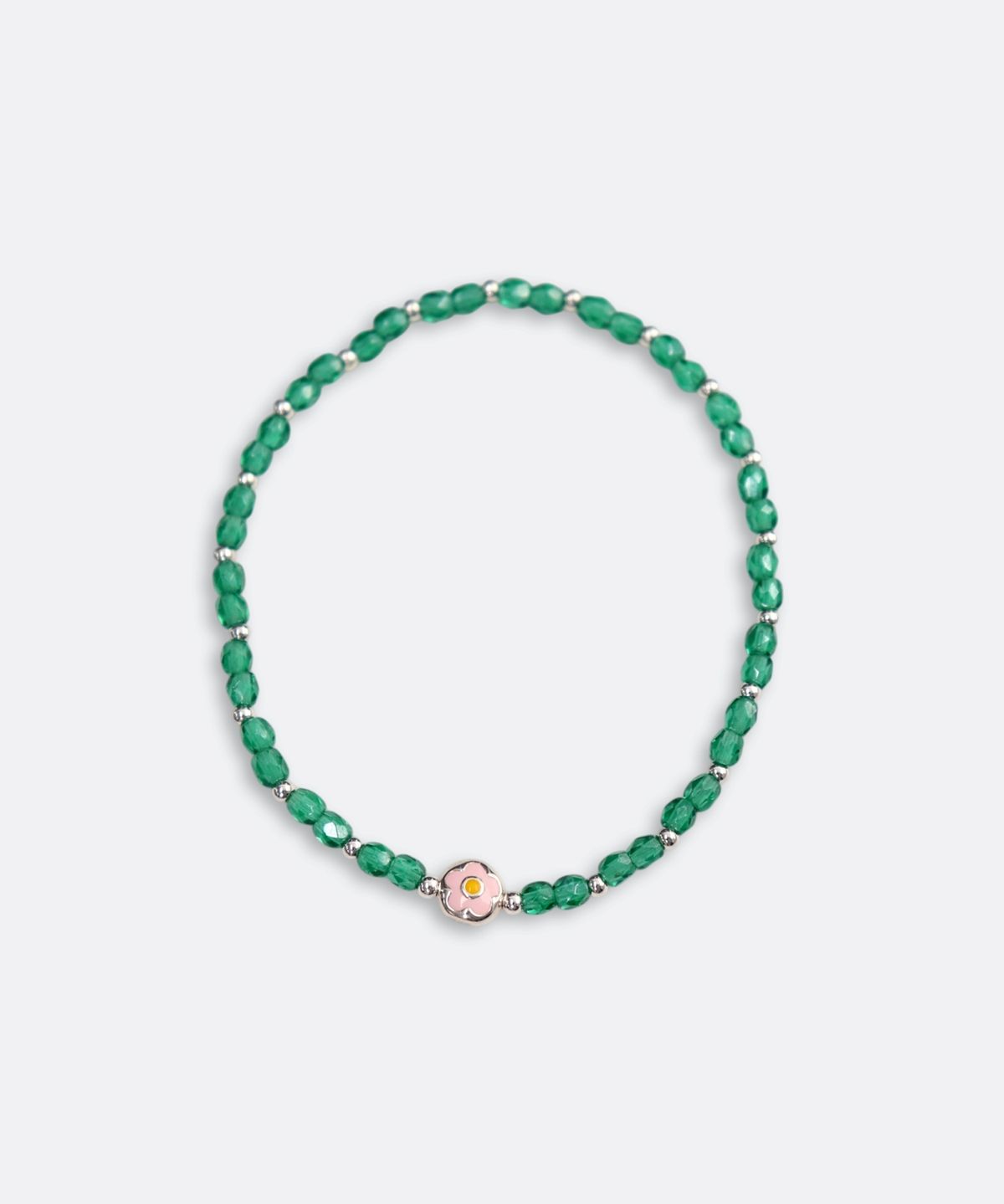 봉보(BONBEAU) Heart, Flower silver charm silver ball beads Bracelet 925실버 하트 플라워 참 은볼 밴딩 비즈 팔찌