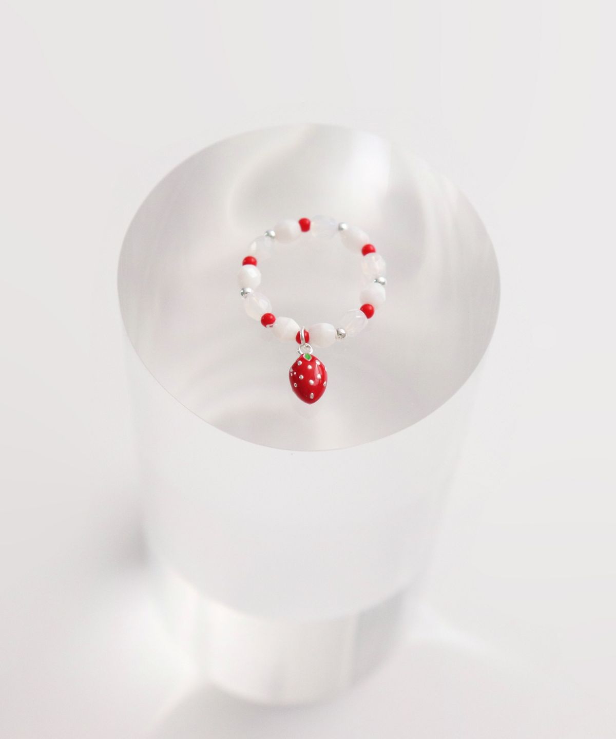 봉보(BONBEAU) Silver strawberry charm silverball beads Ring 925실버 스트로베리 은볼 밴딩 체코 비즈 반지