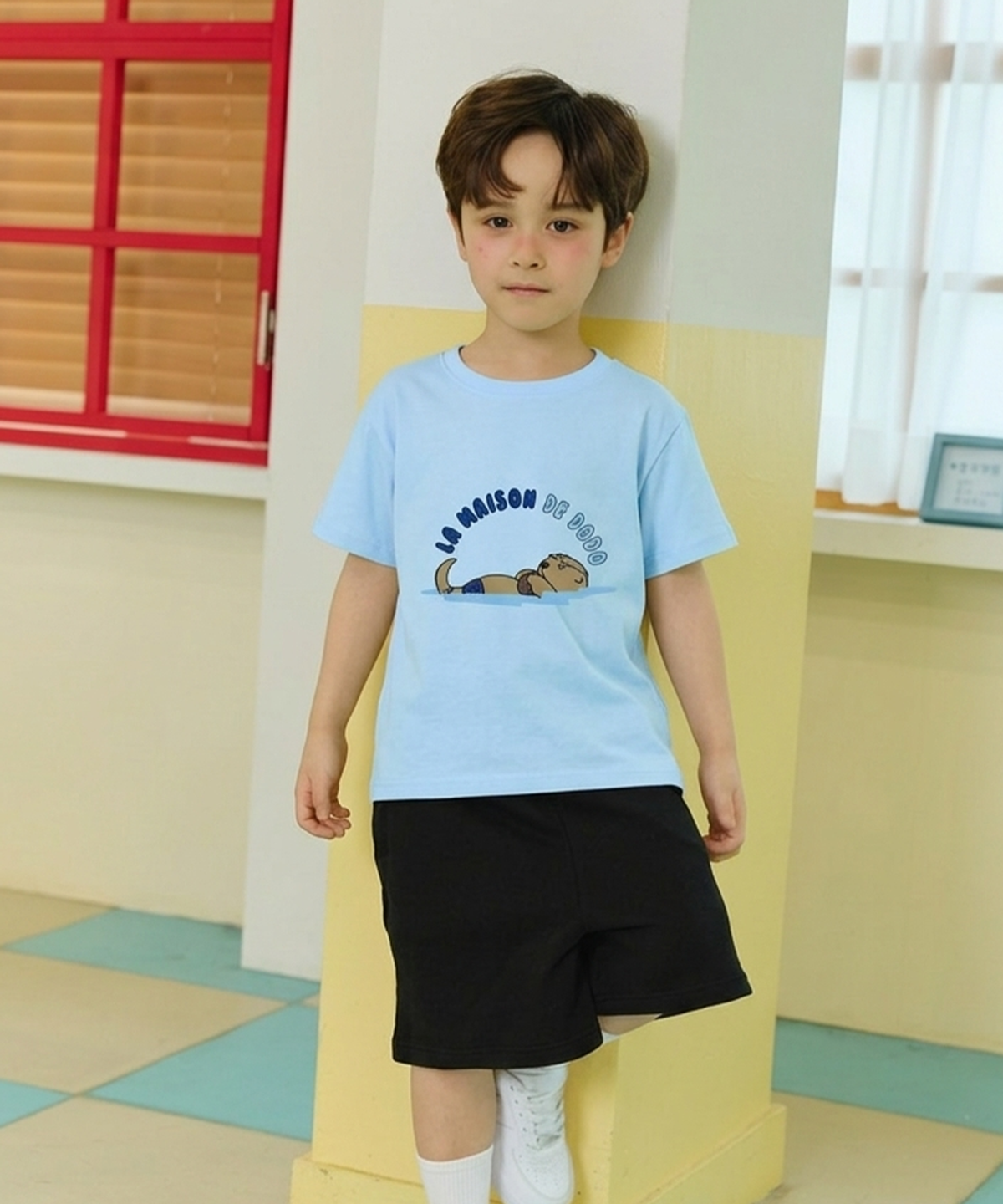 라메종드도도(LA MAISON DE DODO) Simply DODO T Shirt with Otter (Blue)_키즈반팔티