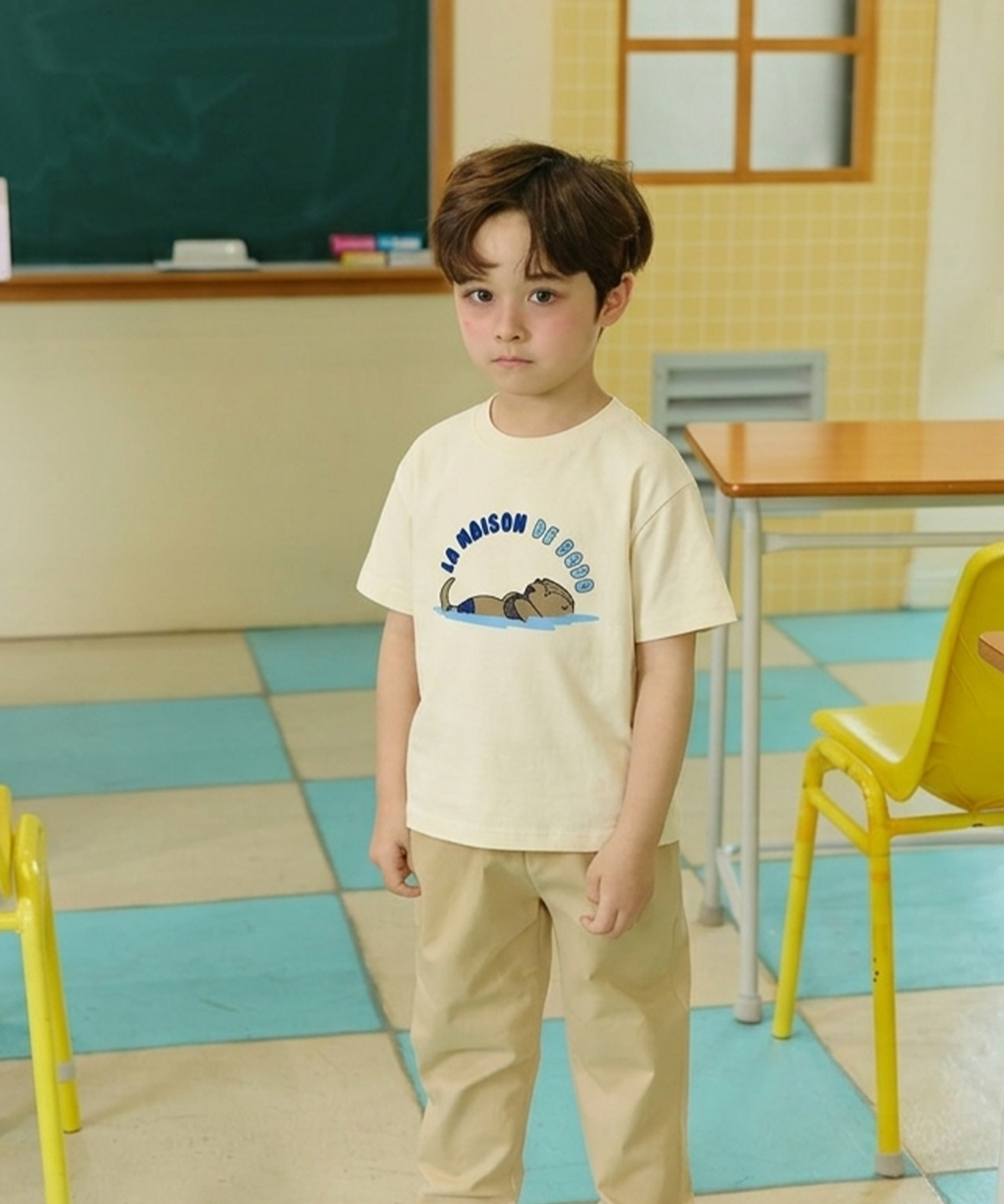 라메종드도도(LA MAISON DE DODO) Simply DODO T Shirt with Otter (Ivory)_키즈반팔티
