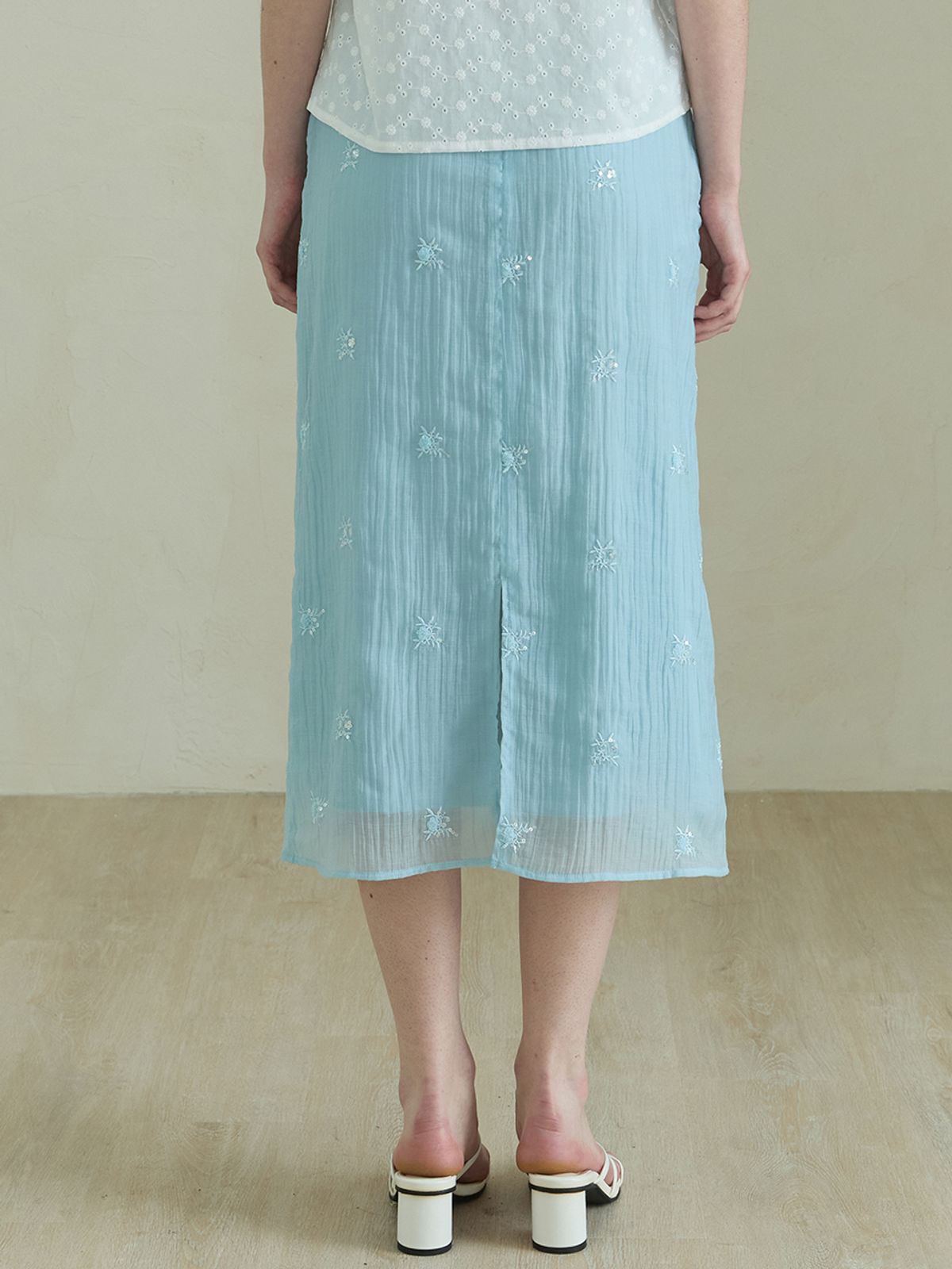 릴리움(LILIUM) Del Mar Crinkle Beads Skirts_Blue