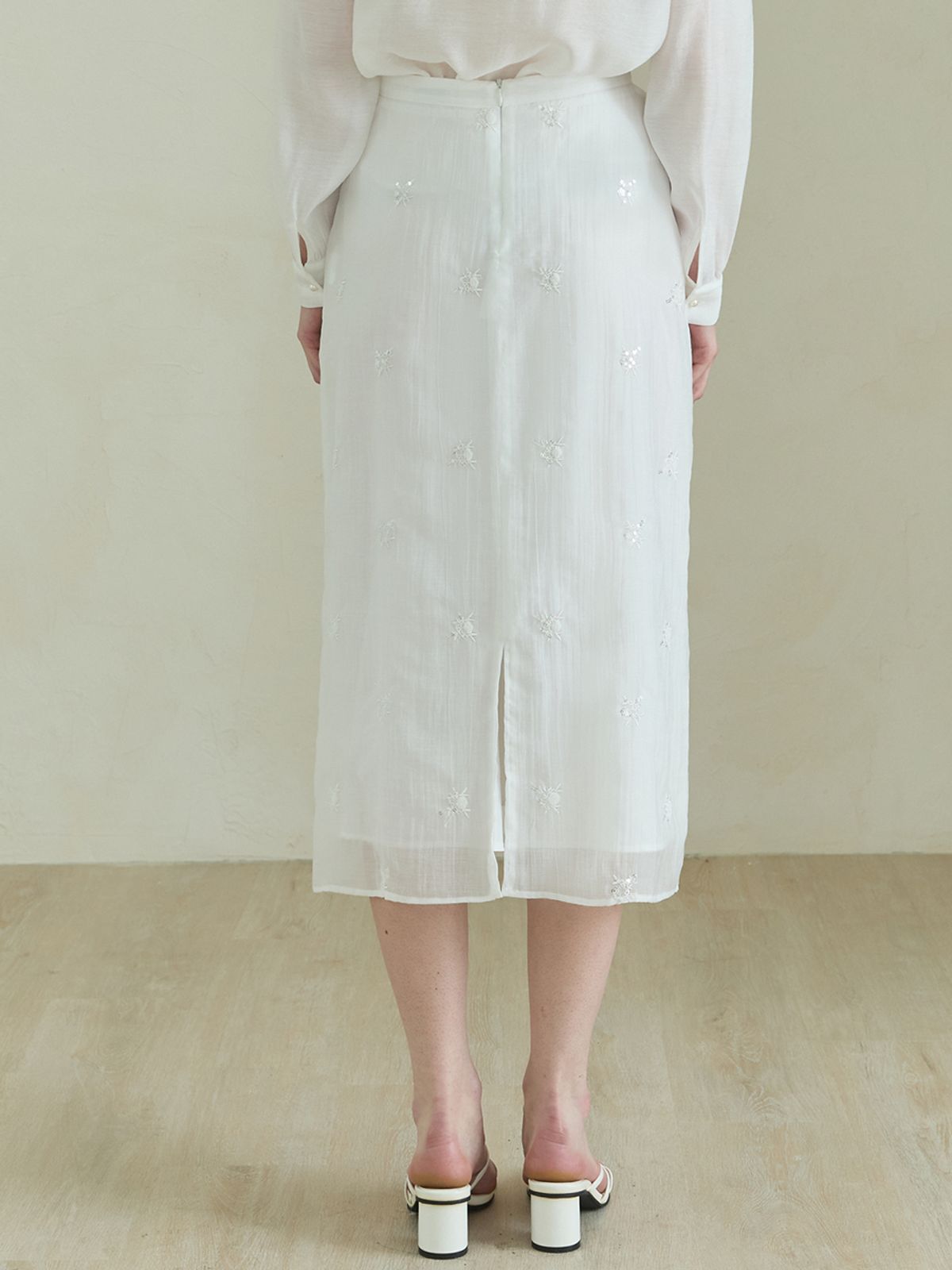 릴리움(LILIUM) Del Mar Crinkle Beads Skirts_White