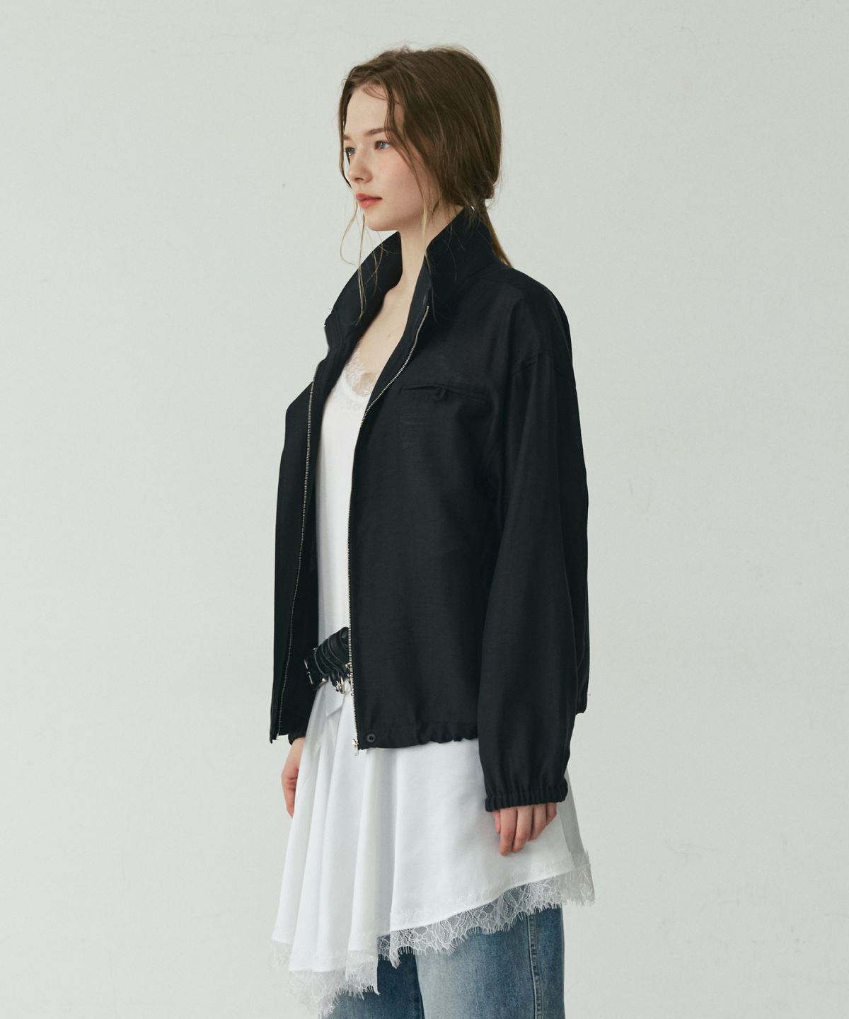 린테(LYNTE) 린넨 라이크 점퍼 블랙