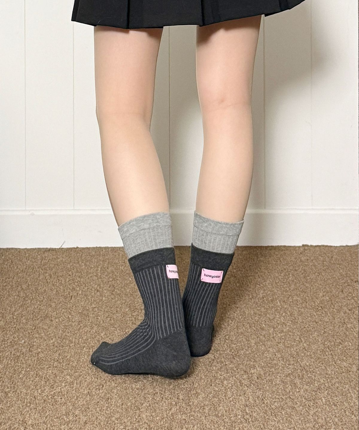 엔젤삭스(ANGEL SOCKS) [2개 세트]1339 이중 레이어 핑크 탭 여자 패션 양말 socks
