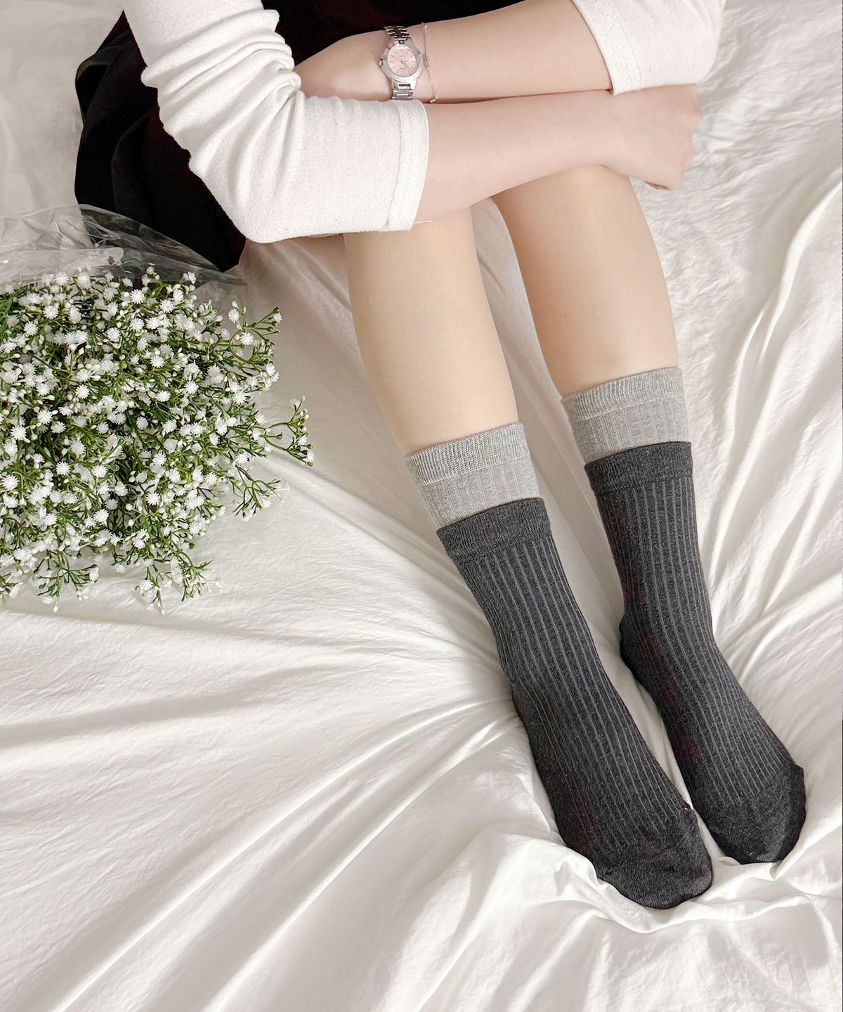 엔젤삭스(ANGEL SOCKS) [2개 세트]1339 이중 레이어 핑크 탭 여자 패션 양말 socks