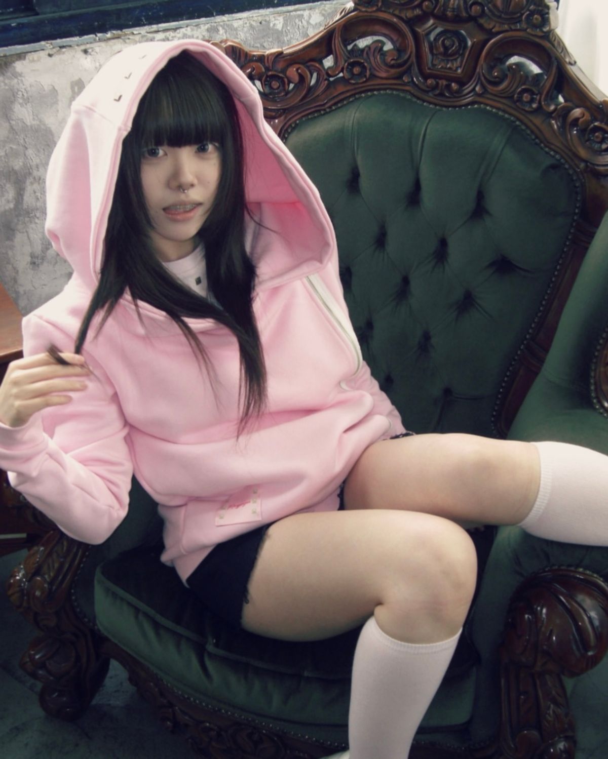 몽진존(MONGJINZON) Ice Rabel Hoodie Jacket (Pink)