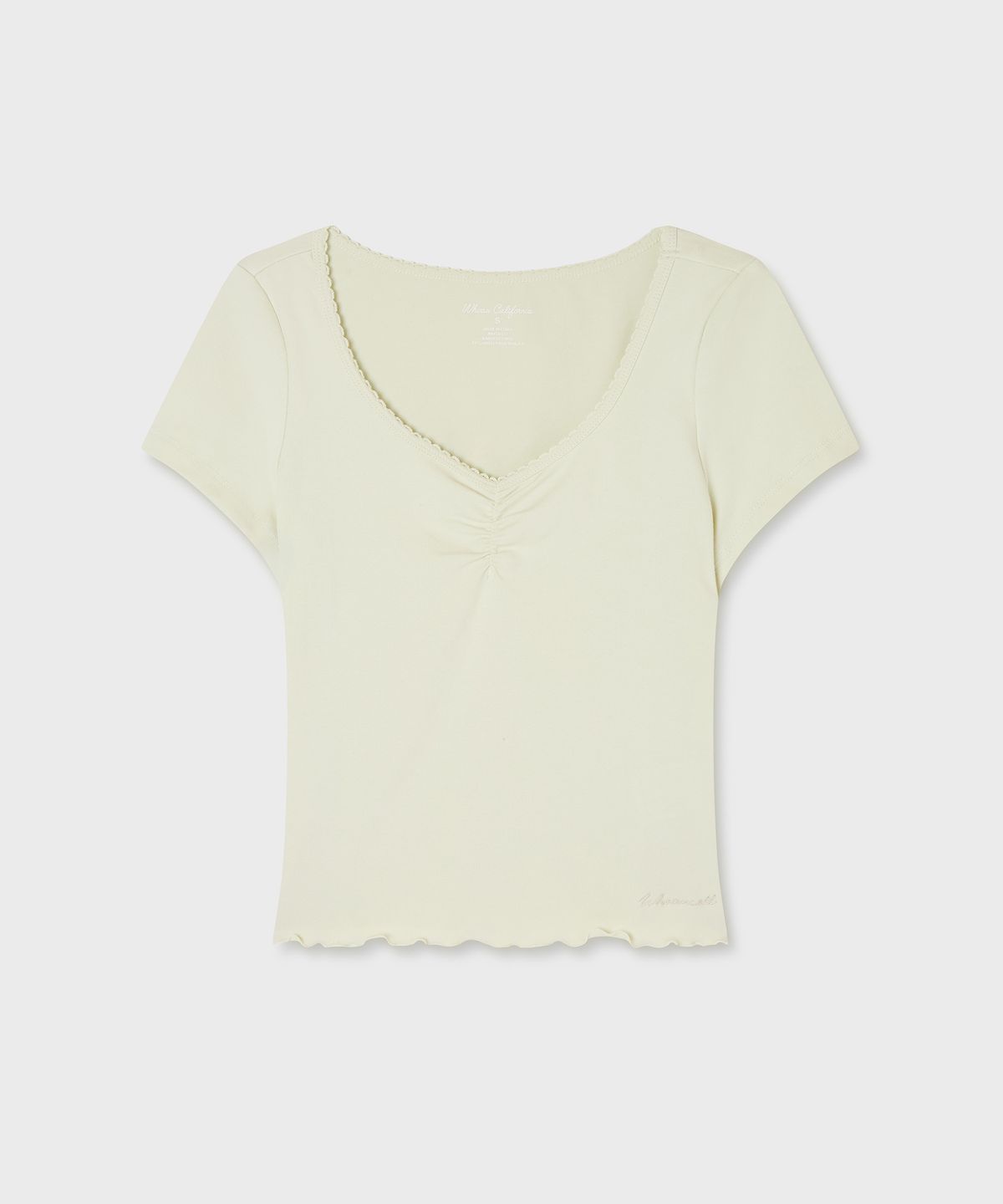 후아유(WHO.A.U) Shirring V-neck T-shirt / WHRAG2592F