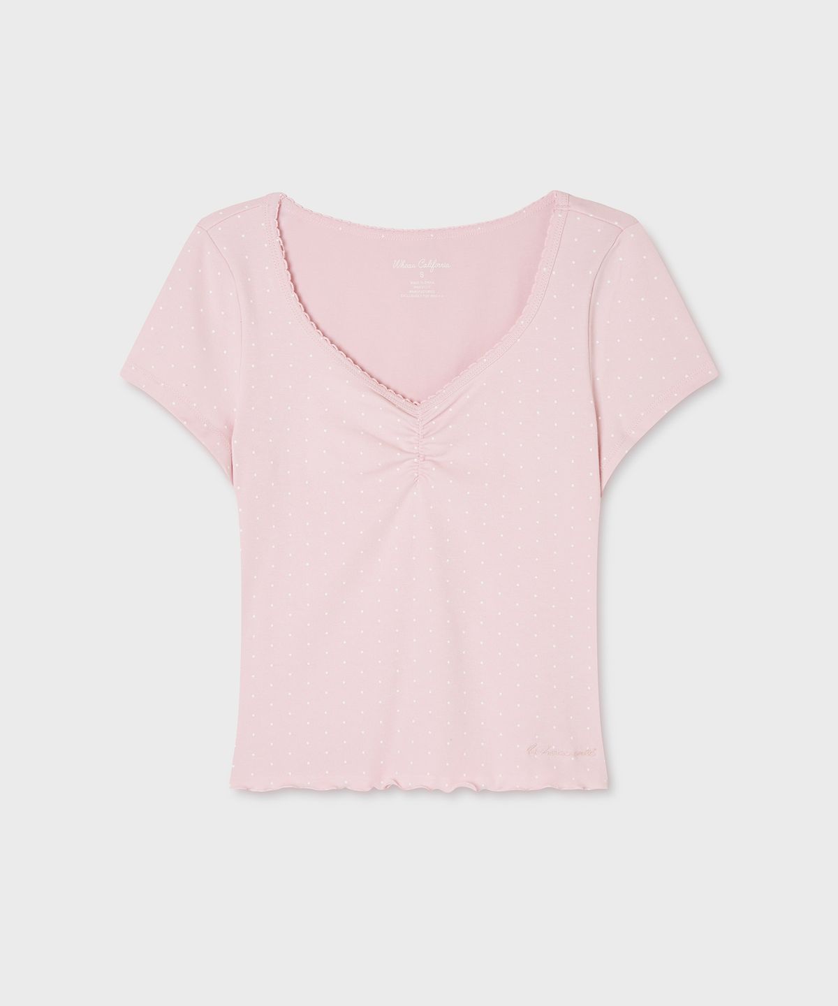 후아유(WHO.A.U) Shirring V-neck T-shirt / WHRAG2592F