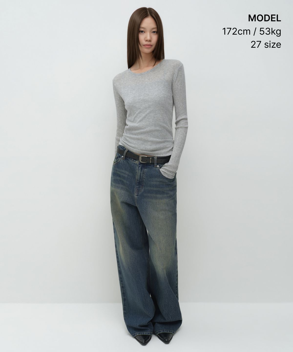 무신사 스탠다드 우먼(MUSINSA STANDARD WOMAN) 우먼즈 에센셜 엑스트라 와이드 데님 팬츠 [러스티 블루]