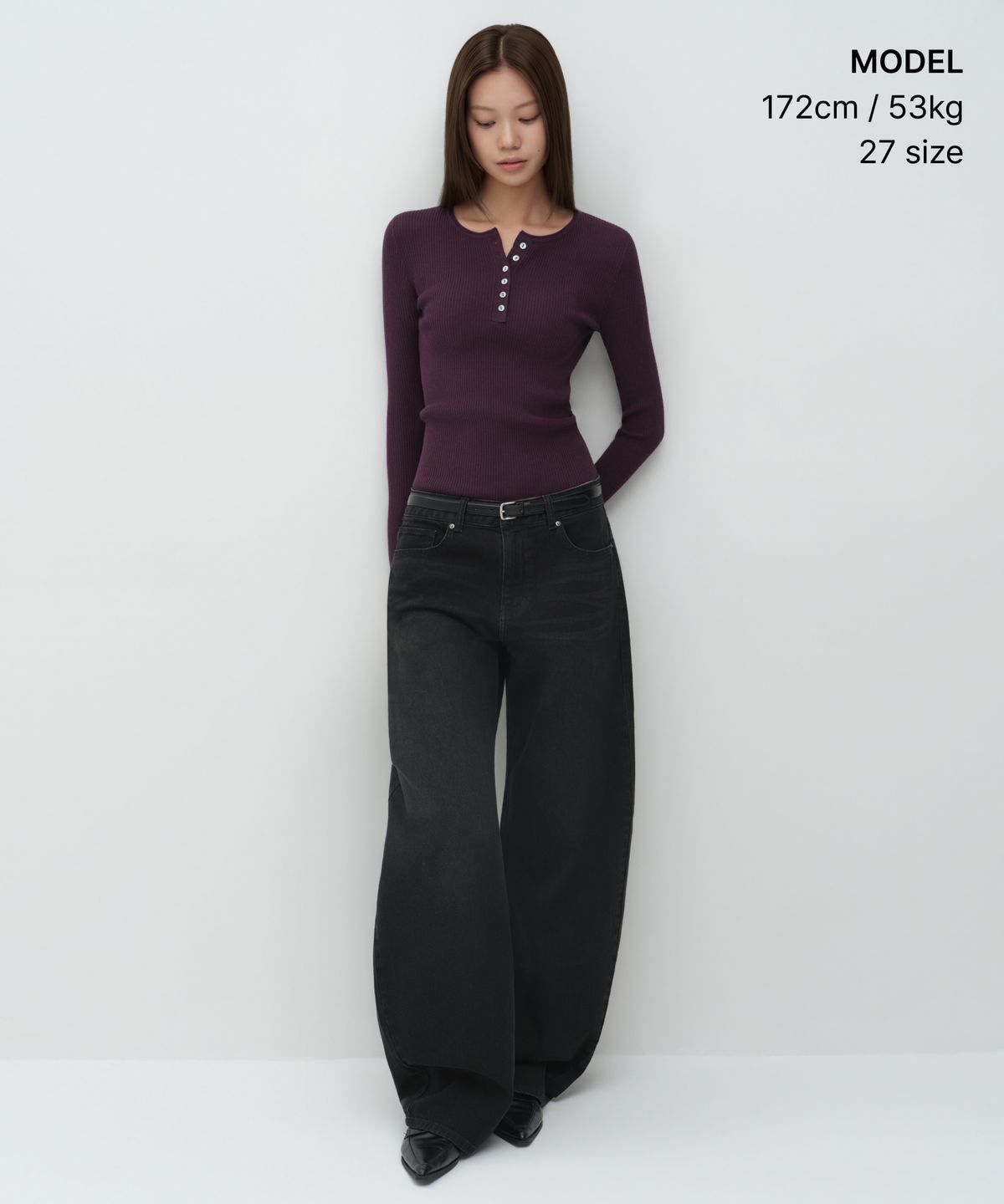 무신사 스탠다드 우먼(MUSINSA STANDARD WOMAN) 우먼즈 에센셜 커브드 데님 팬츠 [워시드 블랙]