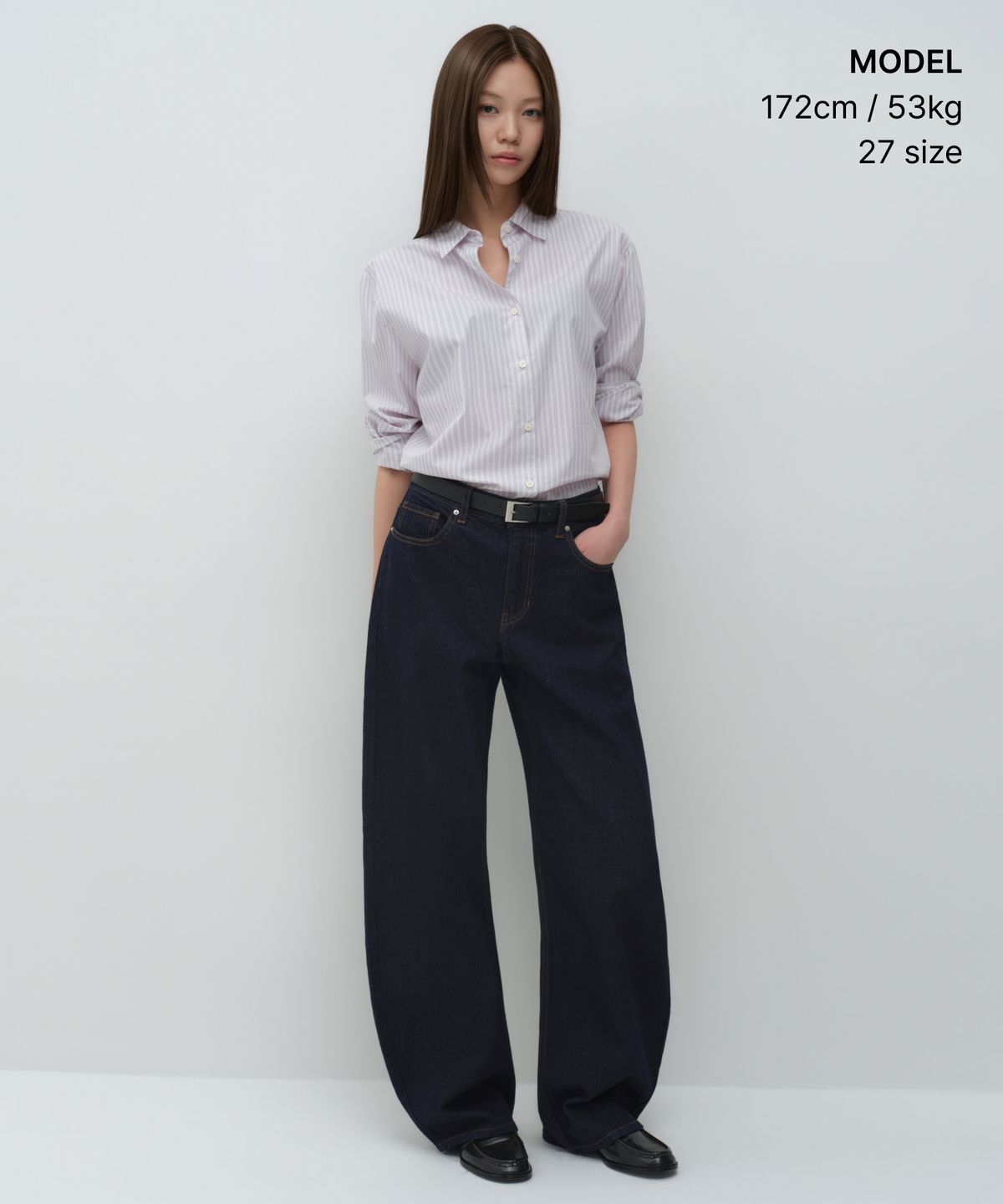 무신사 스탠다드 우먼(MUSINSA STANDARD WOMAN) 우먼즈 에센셜 커브드 데님 팬츠 [딥 인디고]
