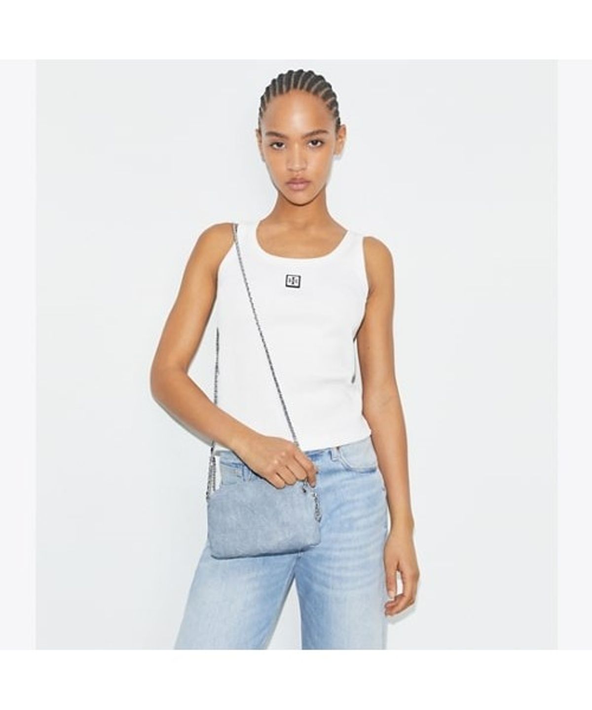토리버치(TORYBURCH) 플레밍 데님프린트 스웨이드 소프트 크로스바디 백 - 데님