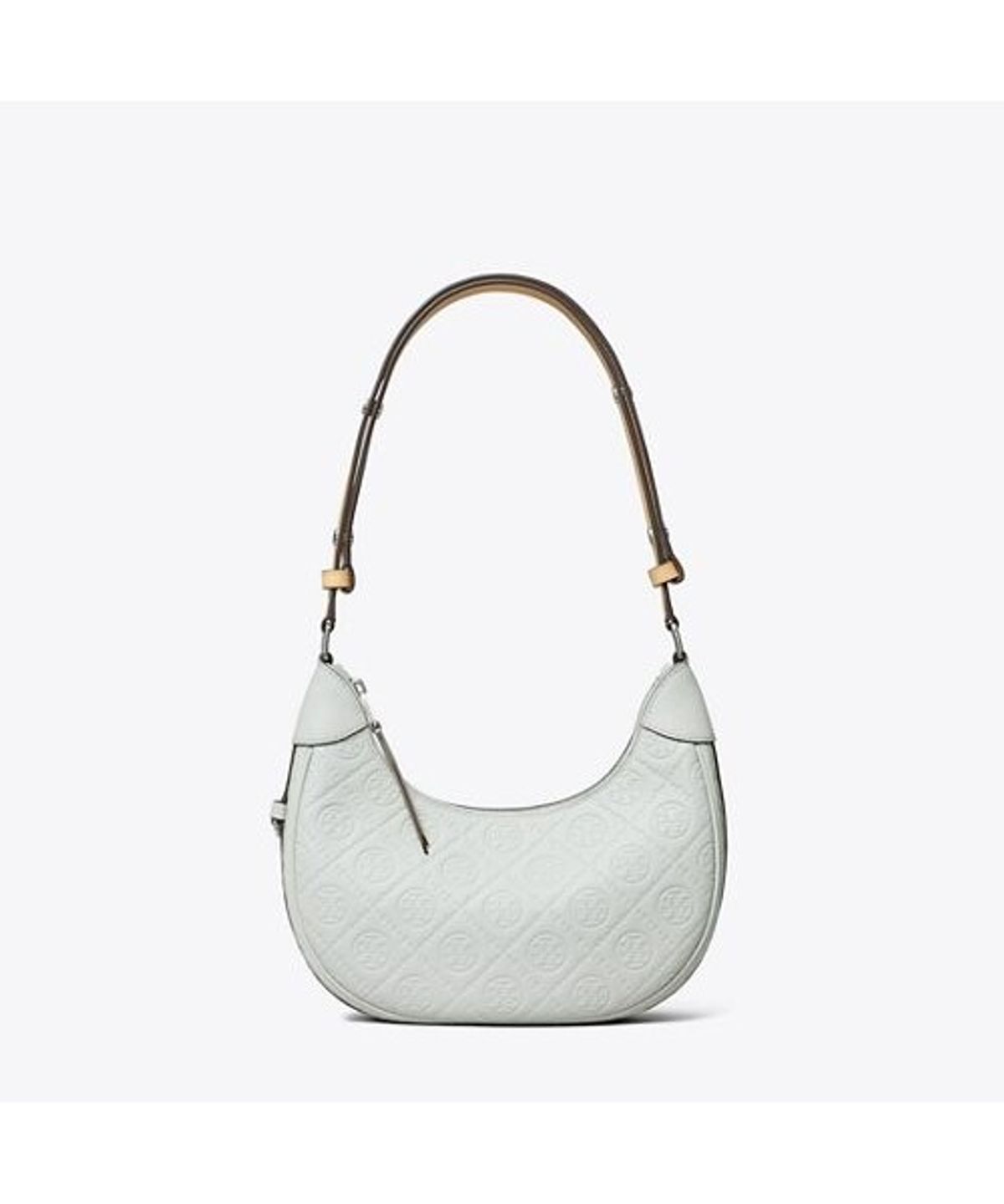 토리버치(TORYBURCH) 티 모노그램 페블 크레센트 백 - 라이트 티타늄