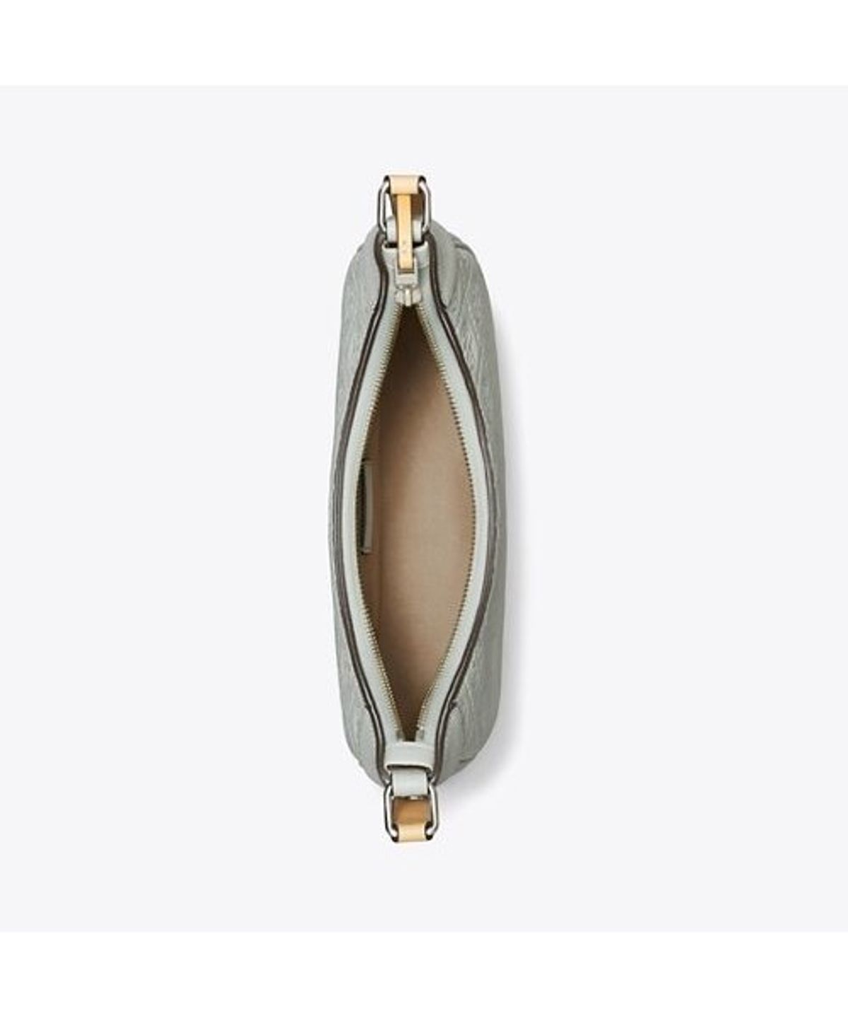 토리버치(TORYBURCH) 티 모노그램 페블 크레센트 백 - 라이트 티타늄
