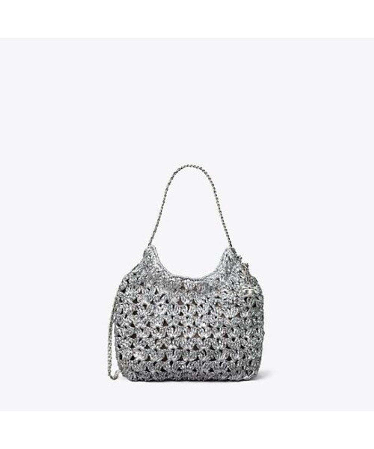 토리버치(TORYBURCH) 플레밍 우븐 미니 호보 백 - 실버