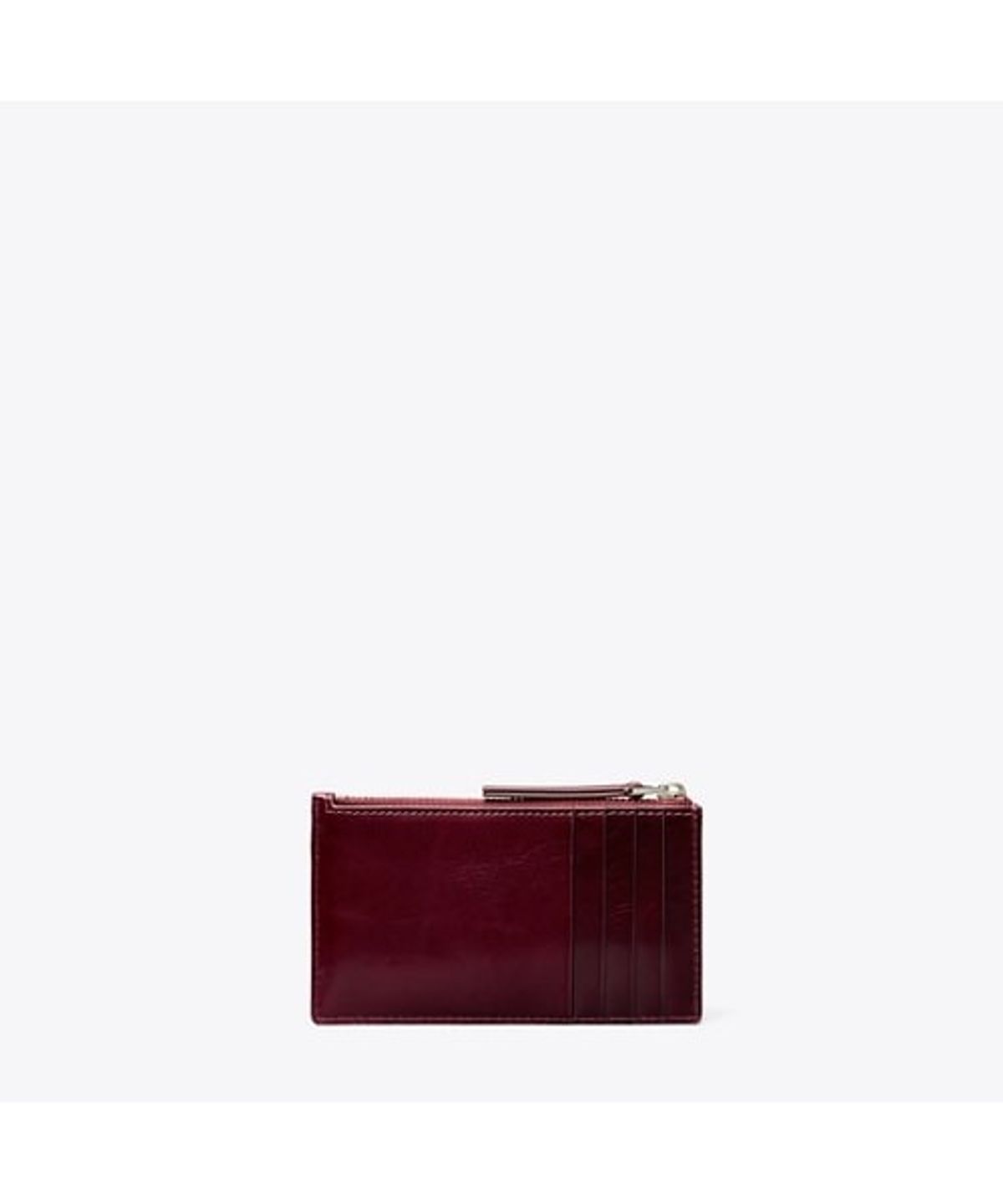 토리버치(TORYBURCH) 키라 다이아몬드 퀼트 디스트레스드 스몰 집 카드 케이스 - 다크 카민