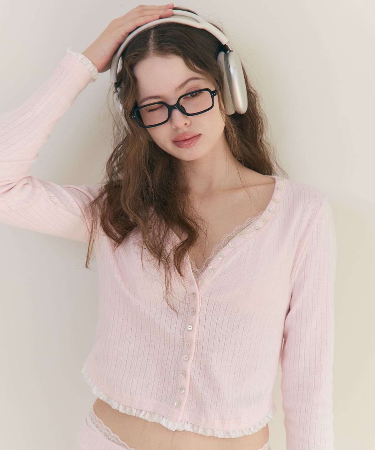로잔느(ROSEANNE) Sweet Dreams Button Cardigan (Pink)