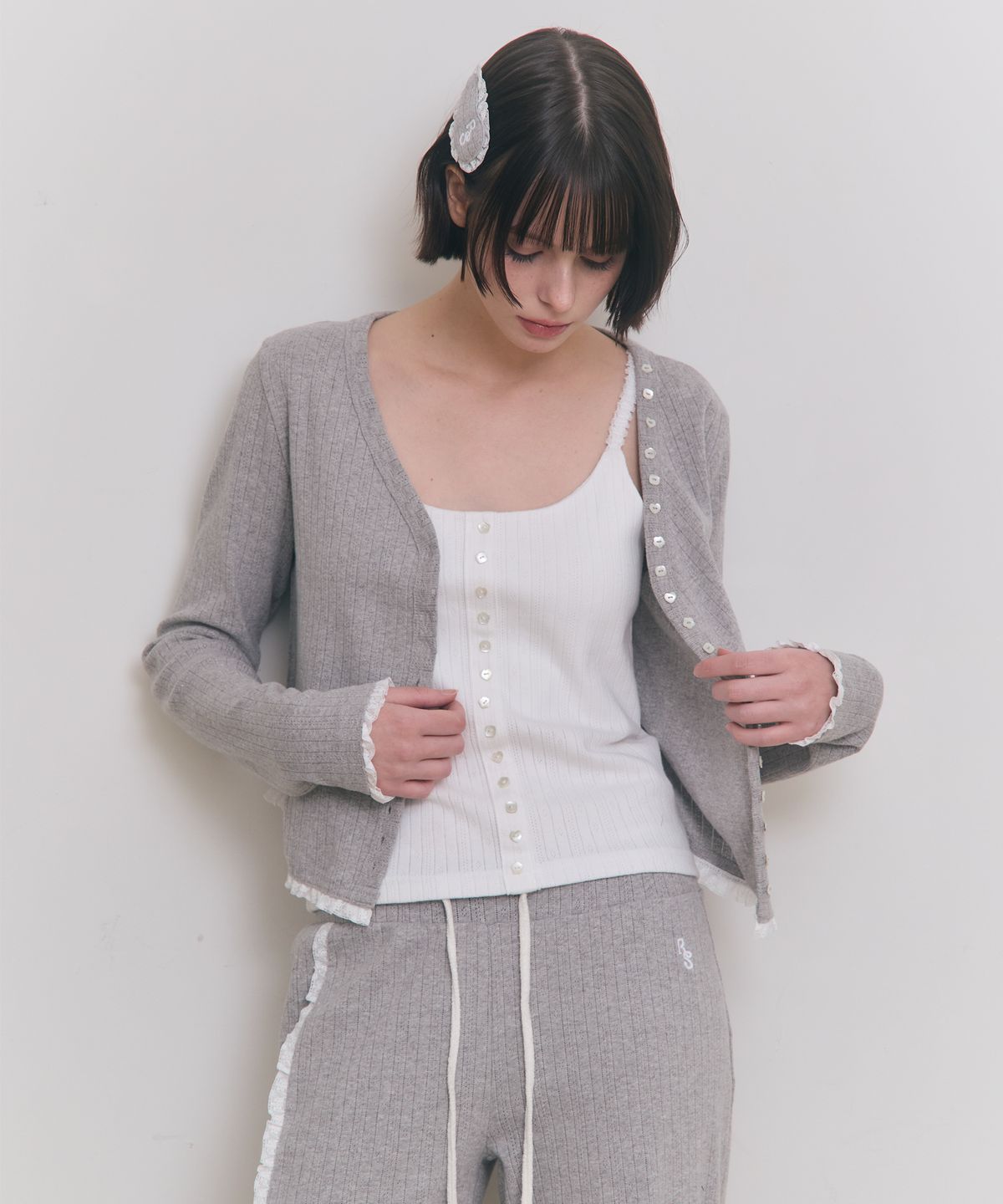 로잔느(ROSEANNE) Sweet Dreams Button Cardigan (Gray)