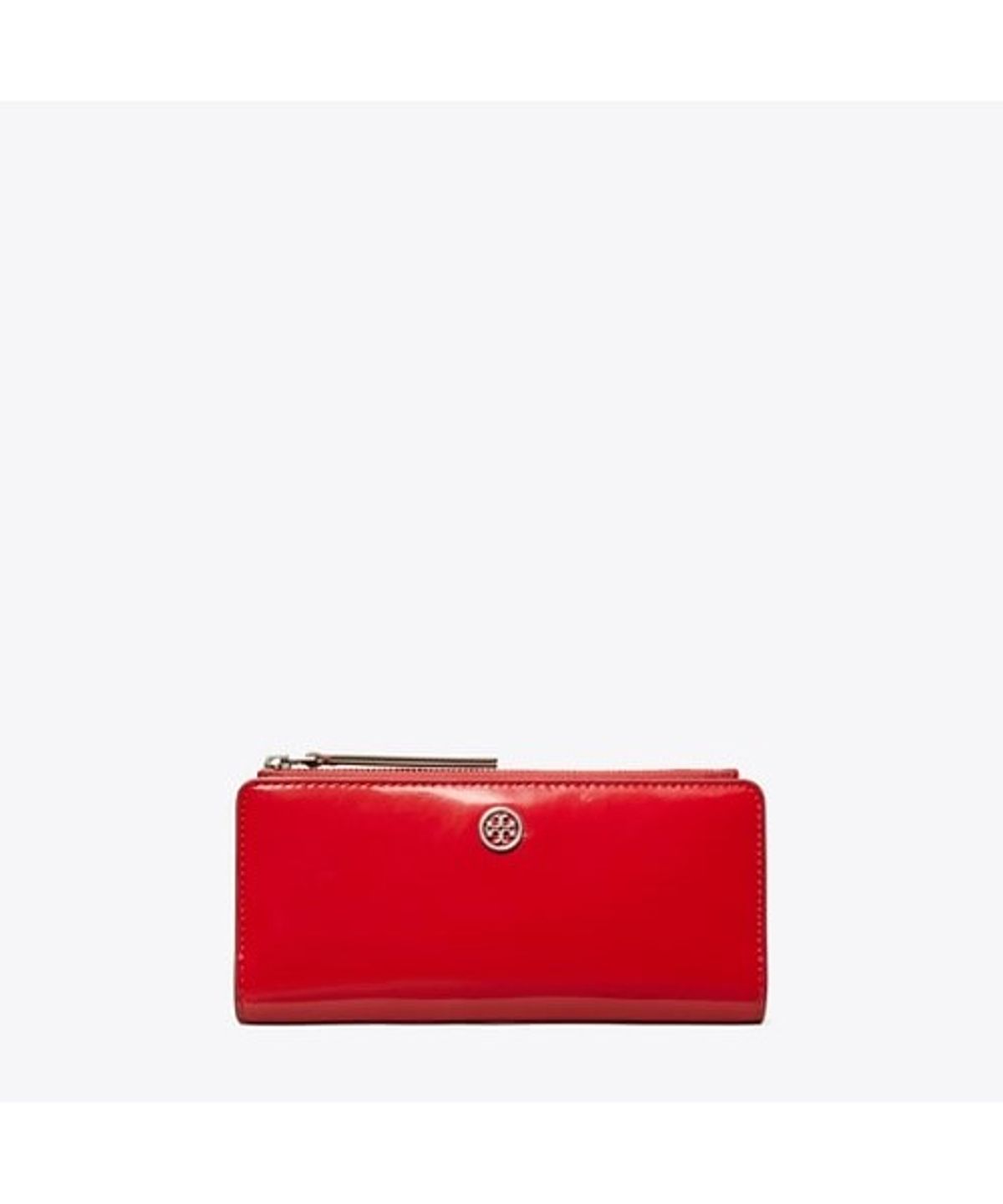 토리버치(TORYBURCH) 로빈슨 스파졸라토 집 슬림 월렛 - 레드 스카이