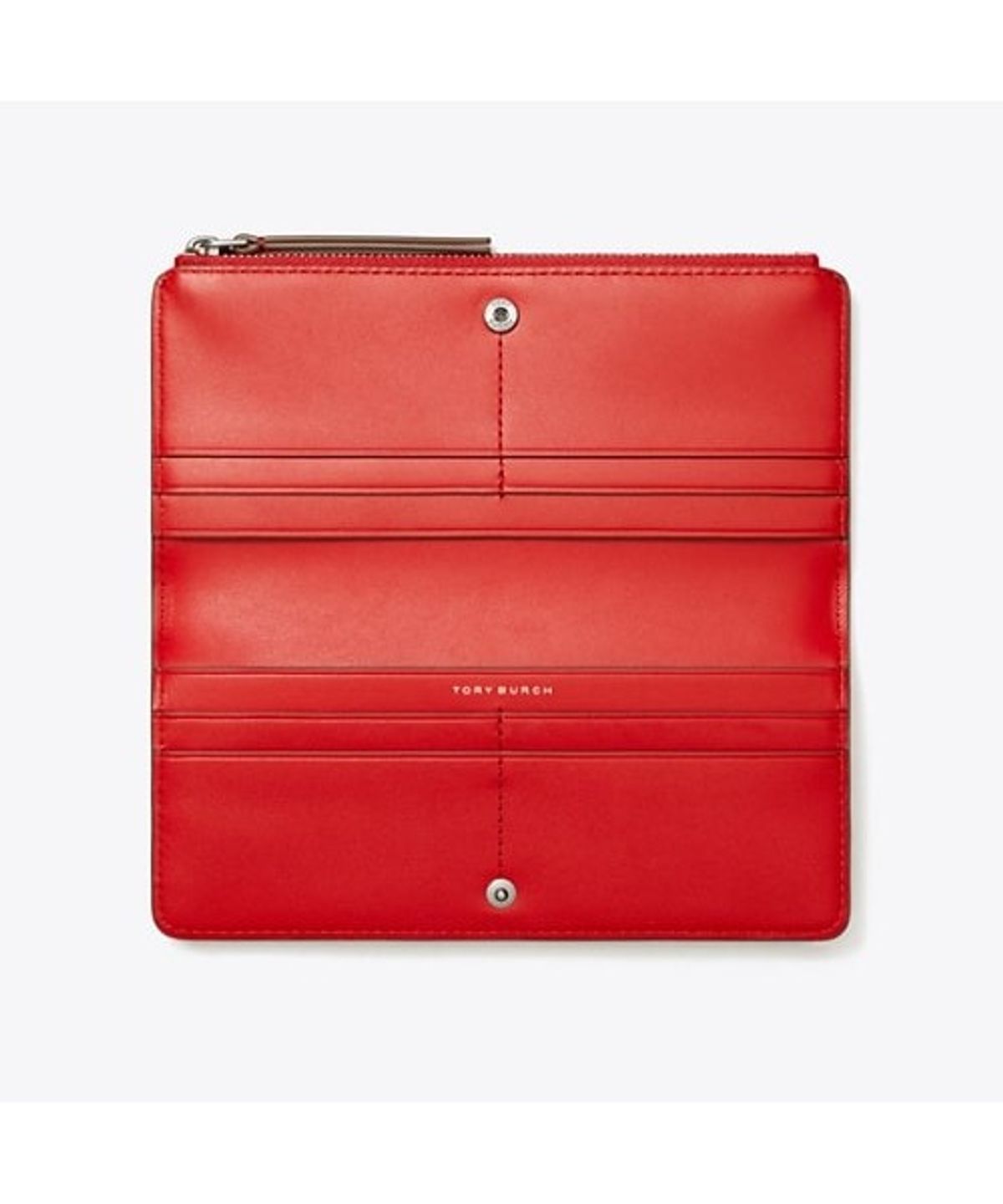 토리버치(TORYBURCH) 로빈슨 스파졸라토 집 슬림 월렛 - 레드 스카이