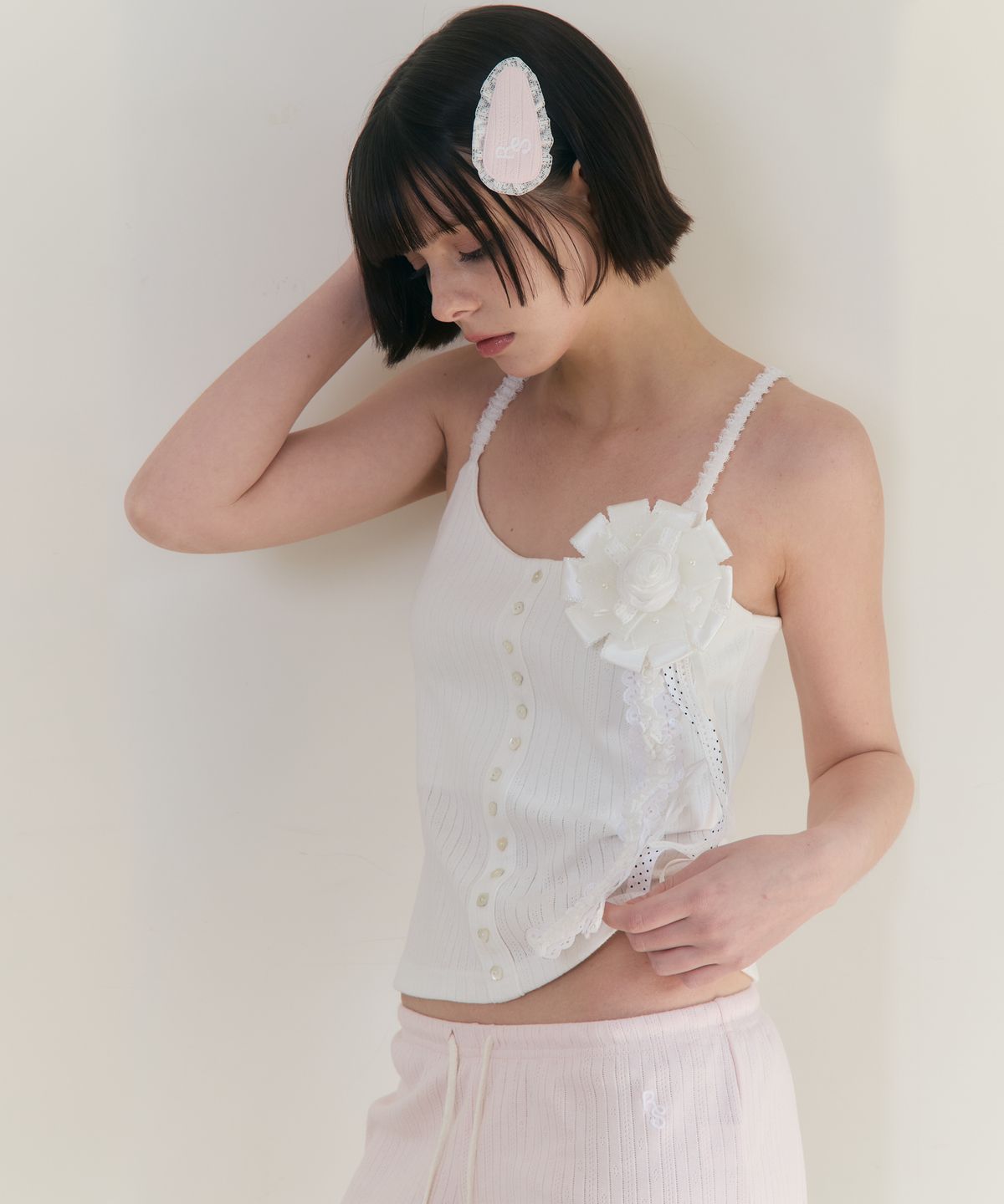 로잔느(ROSEANNE) Sweet Dreams Button Cami Top (White)