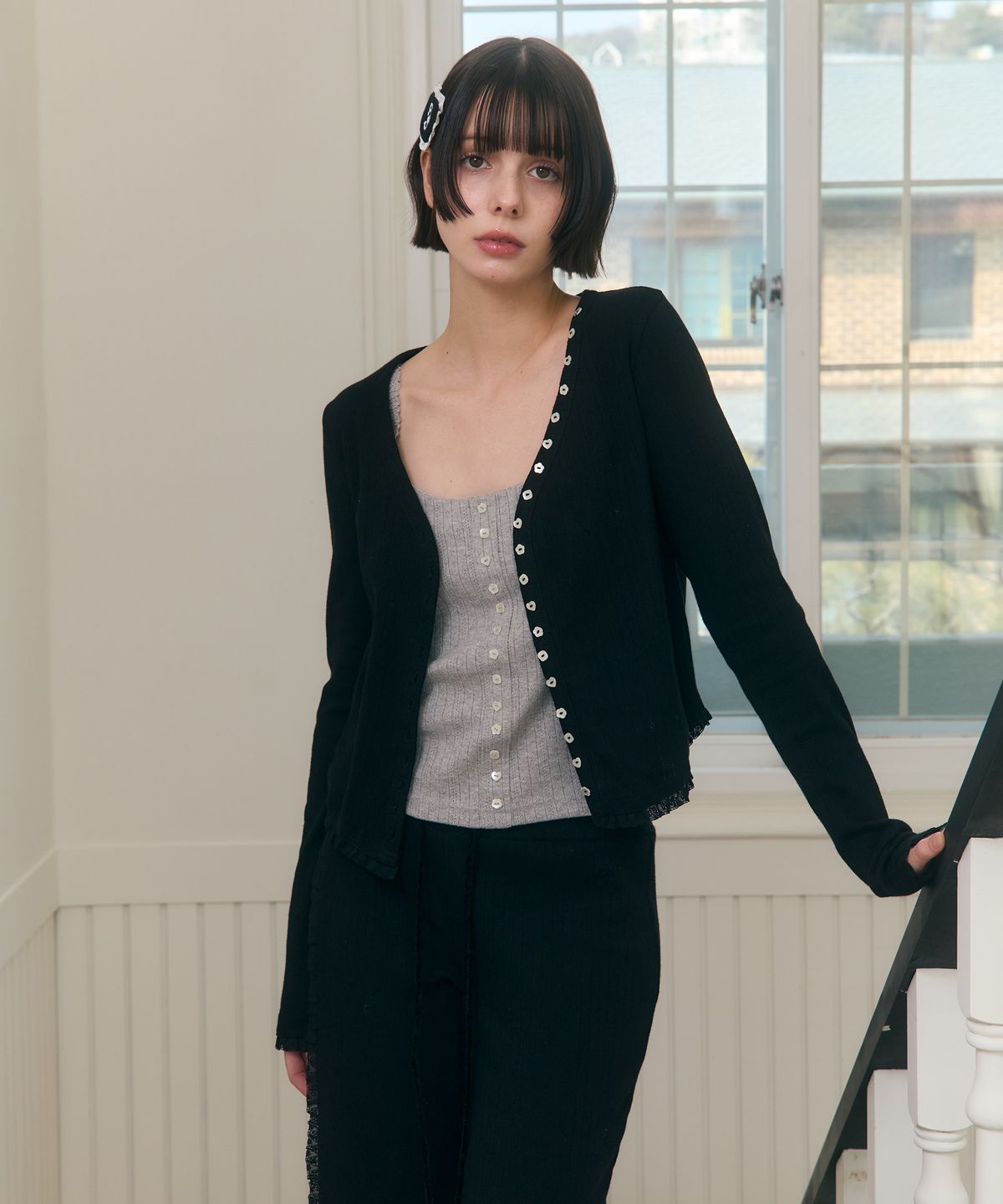 로잔느(ROSEANNE) Sweet Dreams Button Cami Top (Gray)